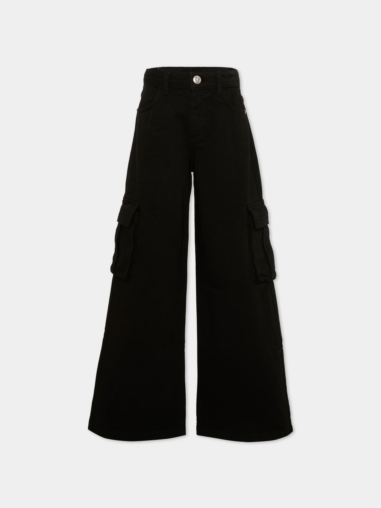 Jeans nero per bambina con patch logo,Richmond,RGA26074PA D.BLACK DENIM BLACK