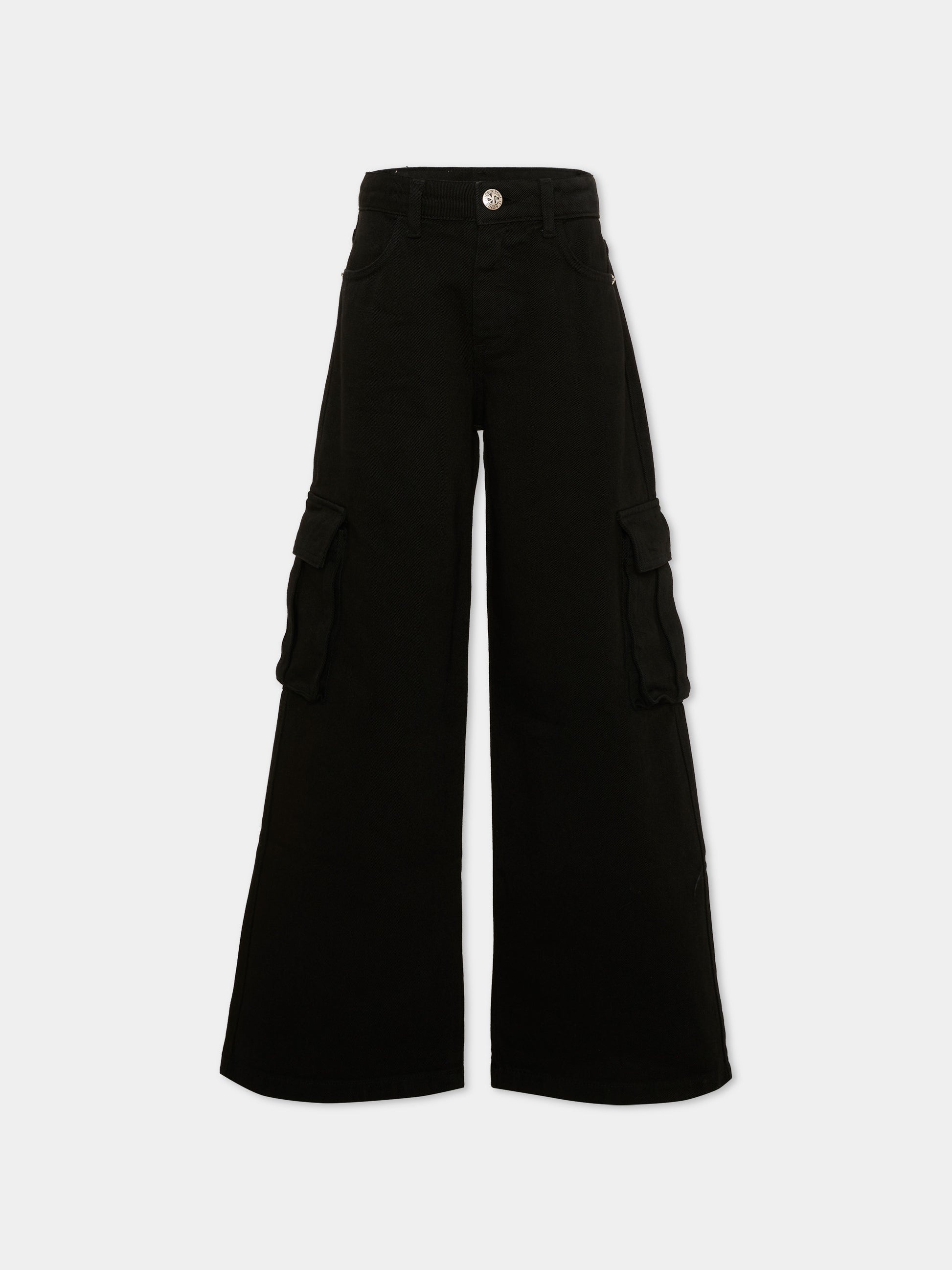 Jeans nero per bambina con patch logo,Richmond,RGA26074PA D.BLACK DENIM BLACK