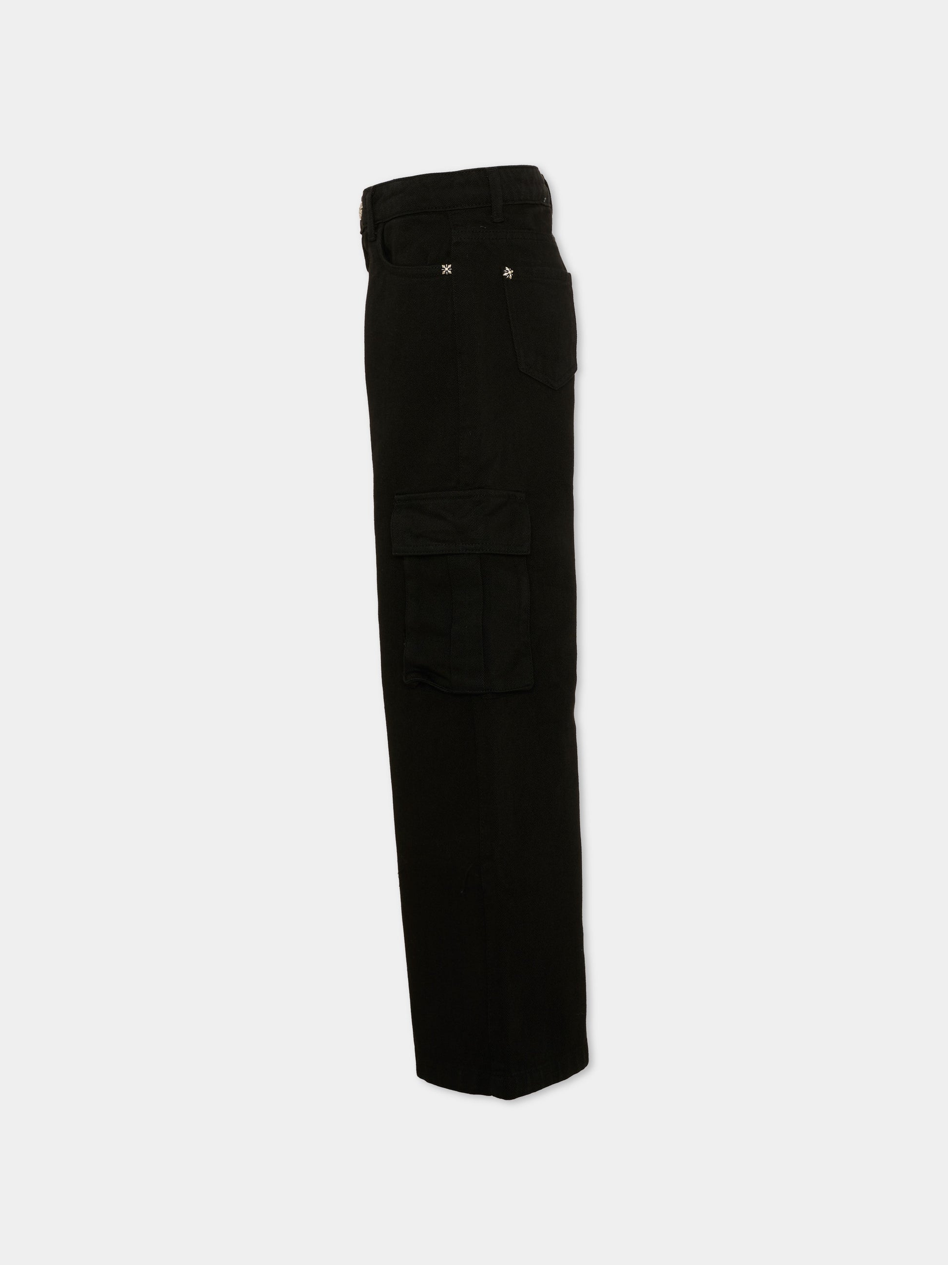 Jeans nero per bambina con patch logo,Richmond,RGA26074PA D.BLACK DENIM BLACK