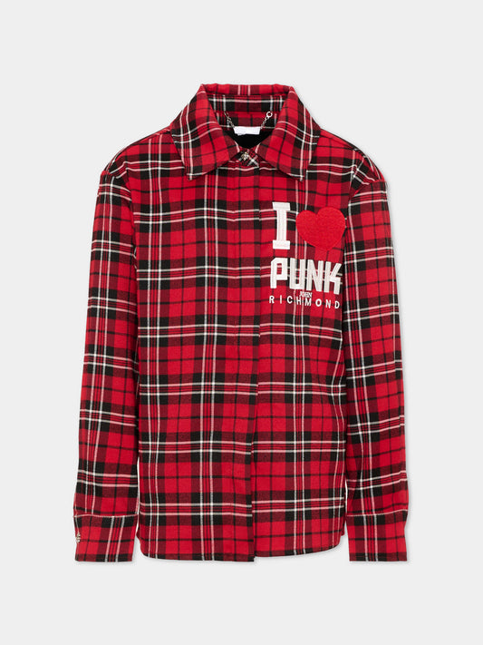 Chemise rouge pour Fille avec logo