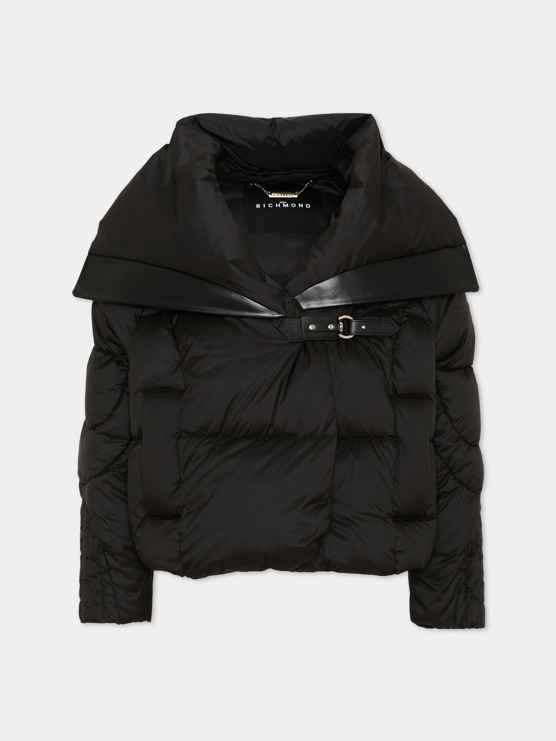 Piumino nero per bambina con maxi collo,Richmond,RGA26153PI BLACK BLACK
