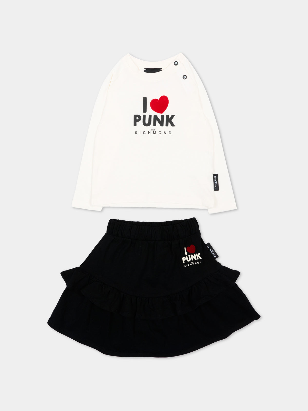 Completo sportivo avorio per neonata con logo,Richmond,RIA26134CJ O-WHT/BLK OFF-WHITE