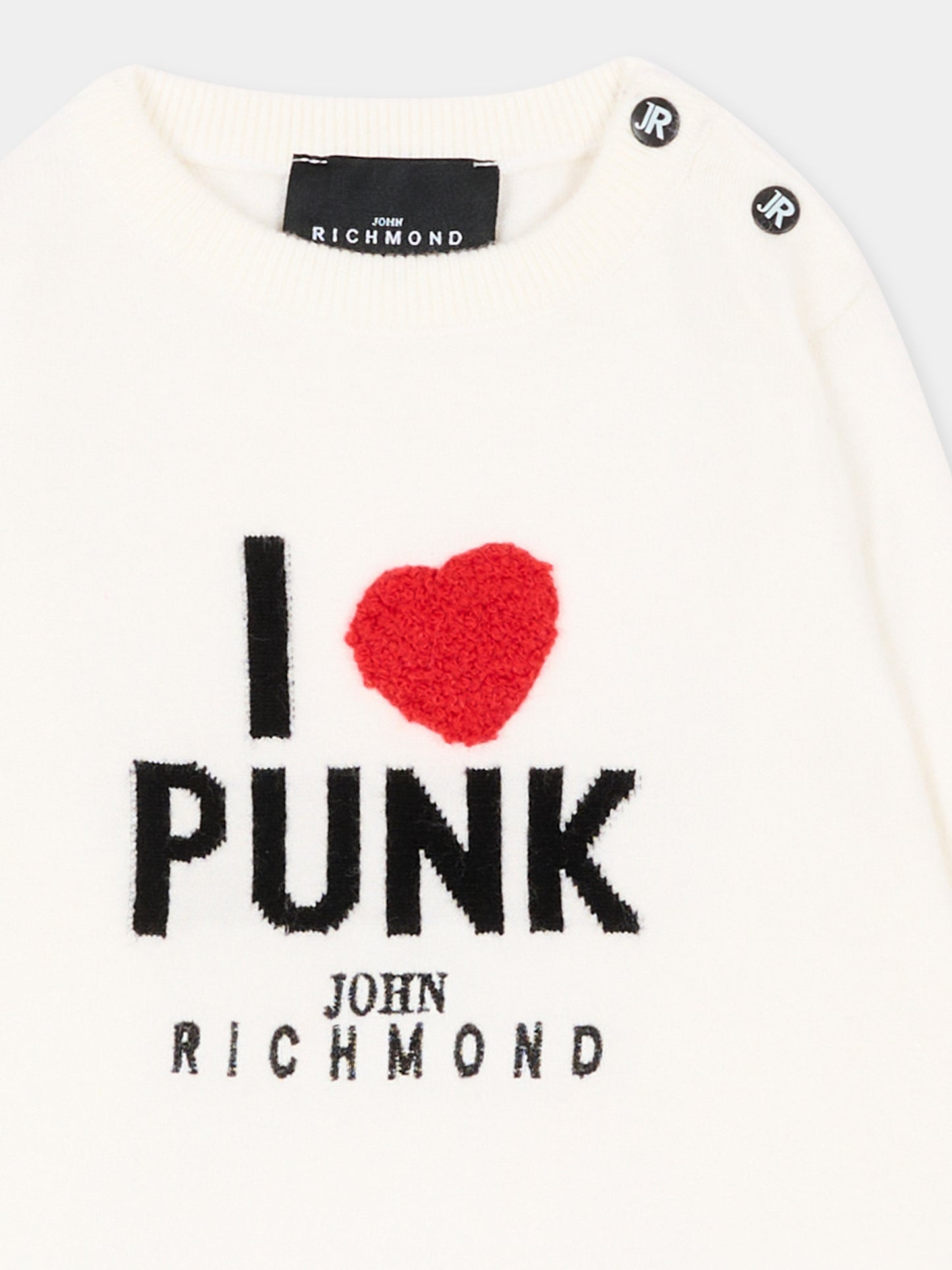 Maglione avorio per neonata con logo,Richmond,RIA26077MA OFF-WHITE OFF-WHITE