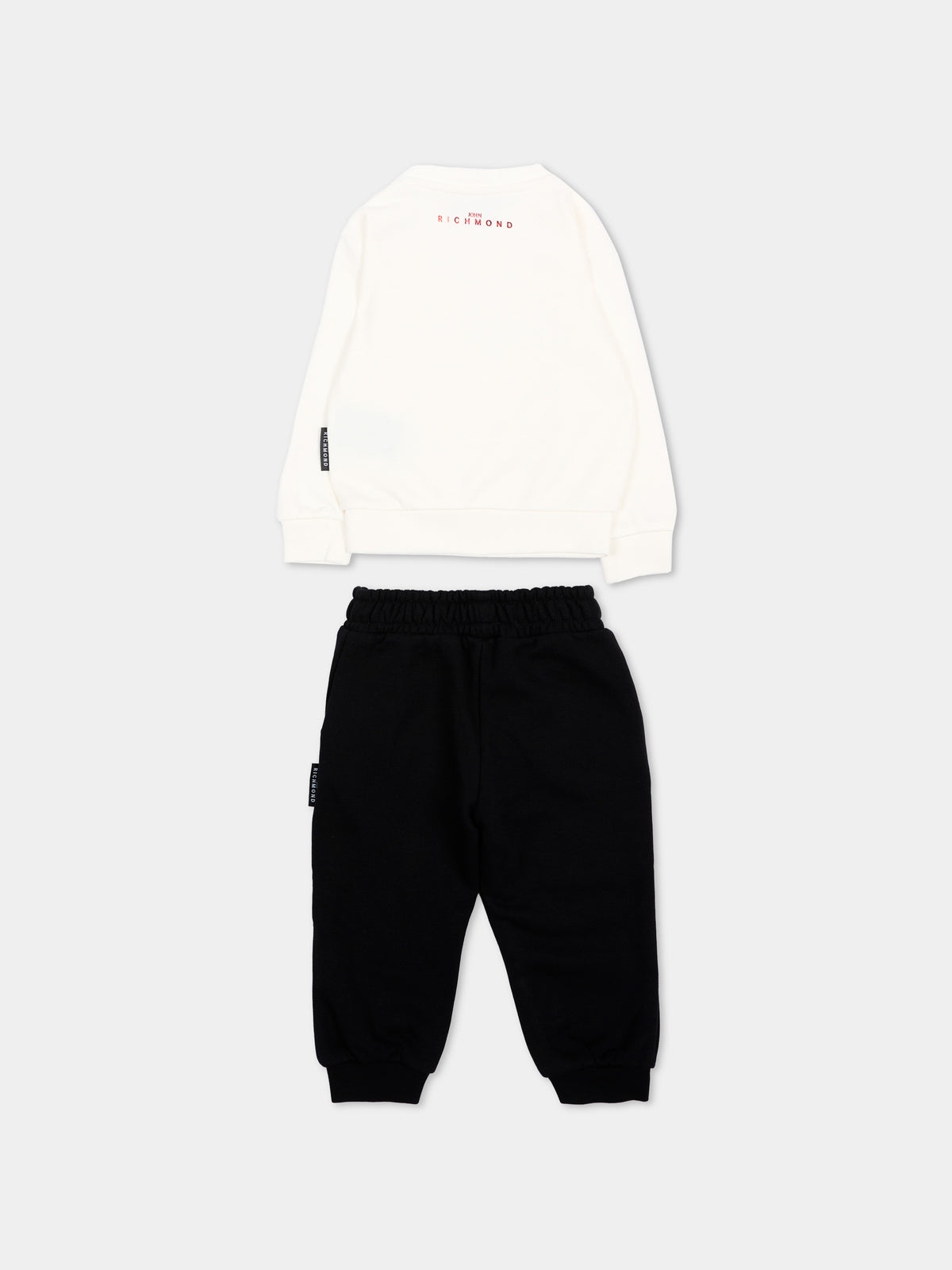 Completo sportivo avorio per neonata con logo,Richmond,RIA26080CF O-WHT/BLK OFF-WHITE