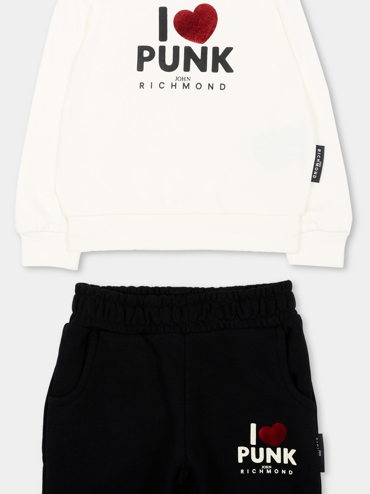 Completo sportivo avorio per neonata con logo,Richmond,RIA26080CF O-WHT/BLK OFF-WHITE
