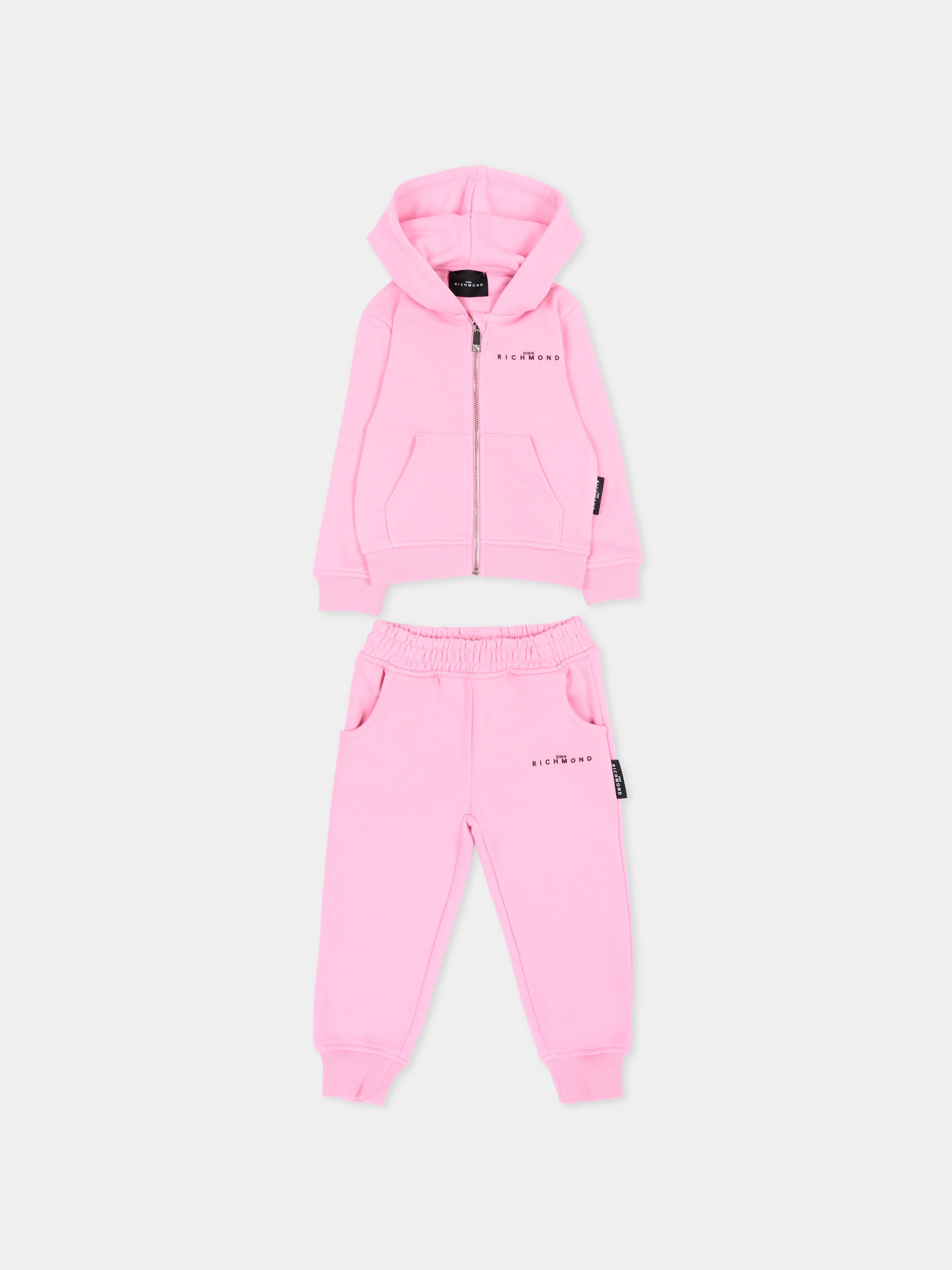 Completo sportivo rosa per neonata con logo,Richmond,RIA26021CF PINK_B/P.B PINK BEGONIA
