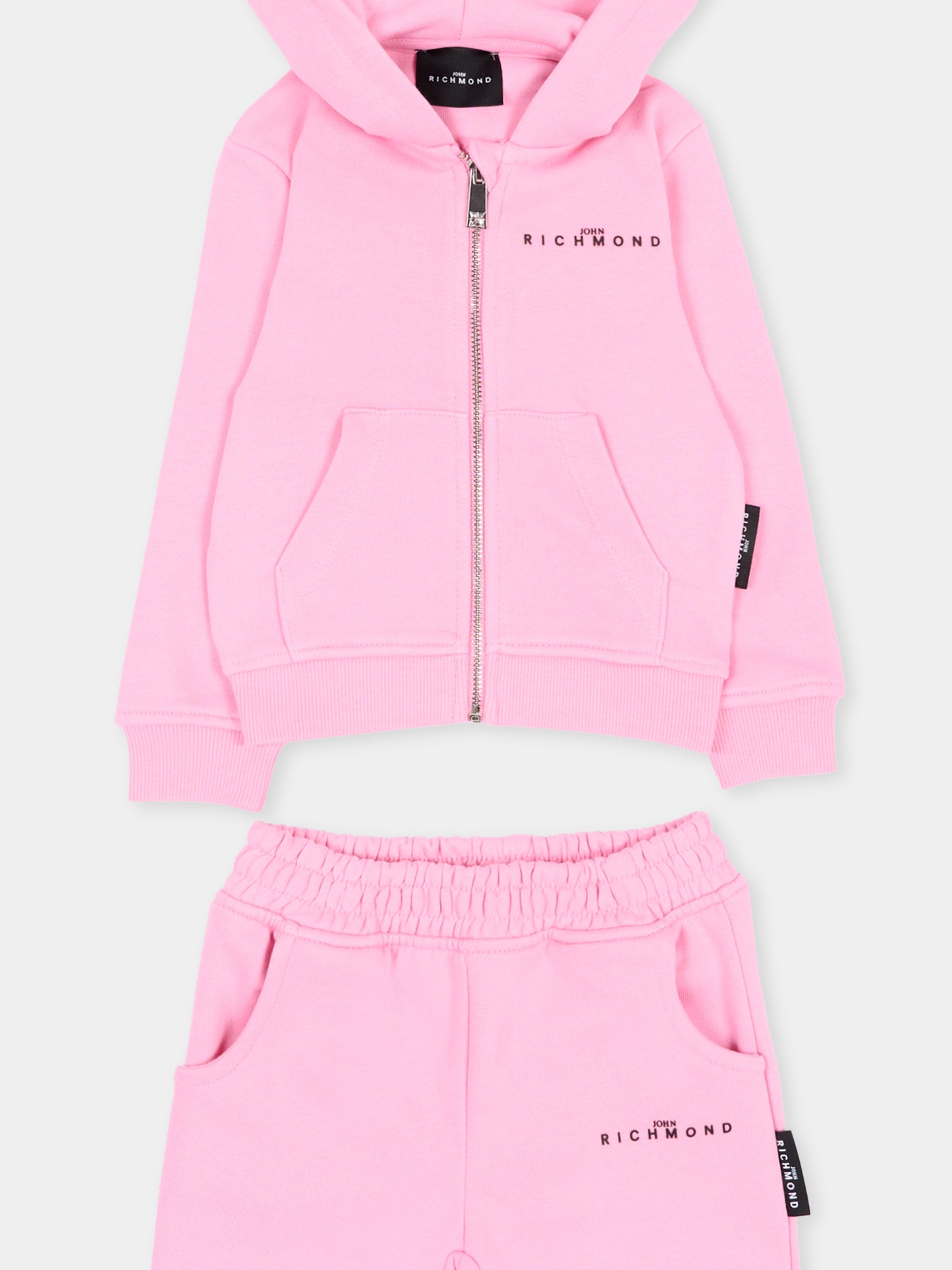 Completo sportivo rosa per neonata con logo,Richmond,RIA26021CF PINK_B/P.B PINK BEGONIA