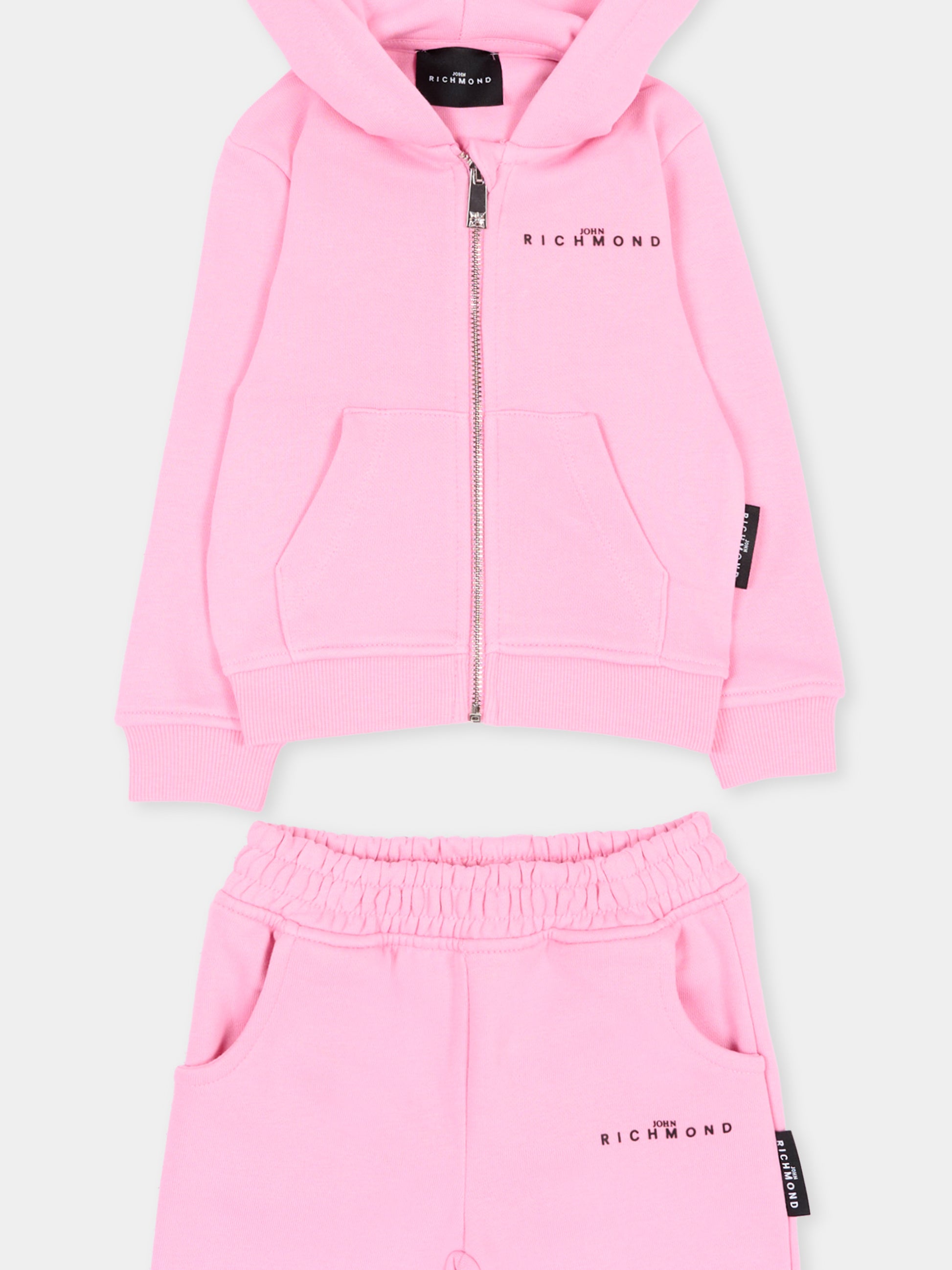 Completo sportivo rosa per neonata con logo,Richmond,RIA26021CF PINK_B/P.B PINK BEGONIA