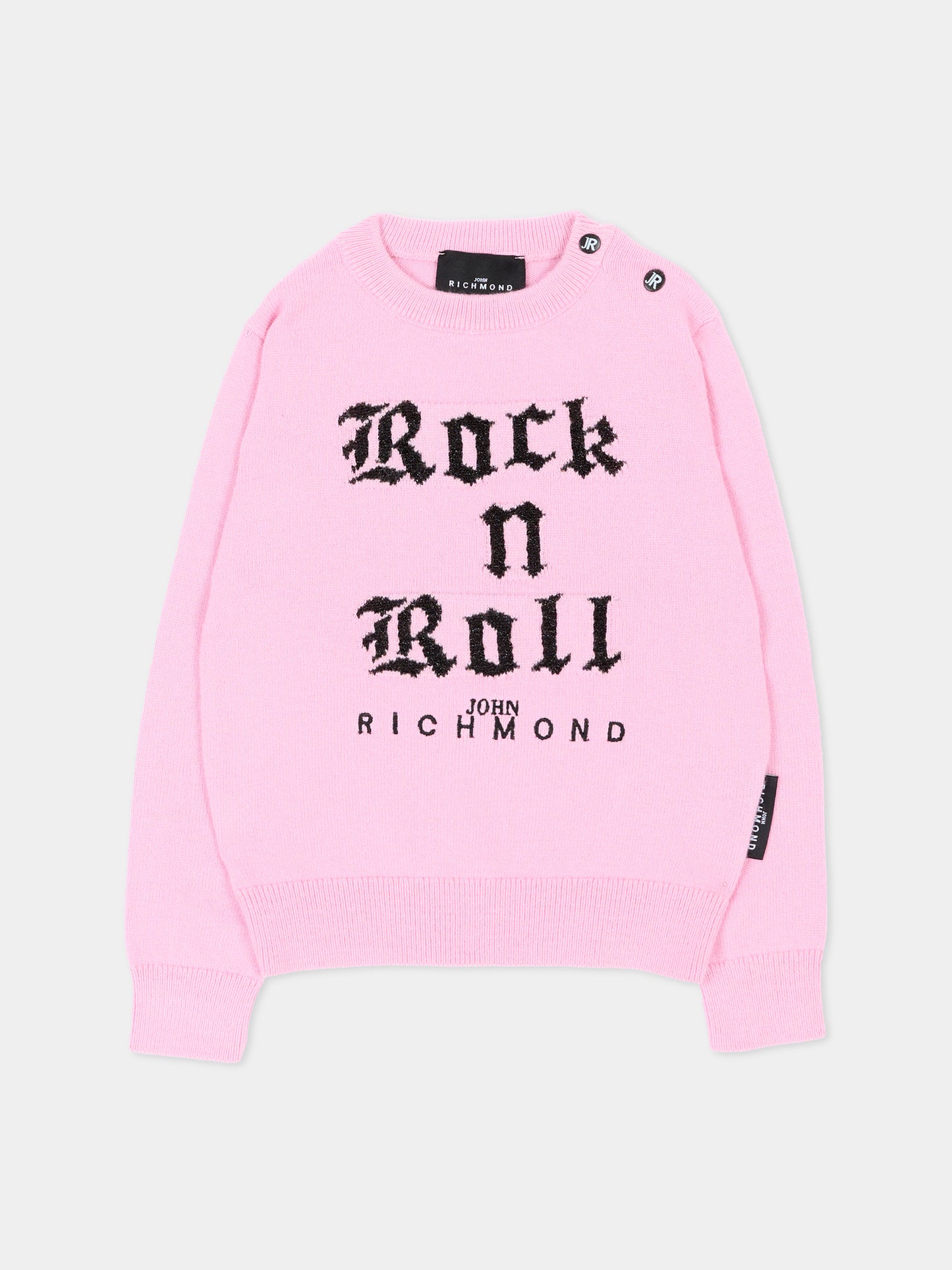 Maglione rosa per neonata con logo,Richmond,RIA26104MA PINK_BEG. PINK BEGONIA