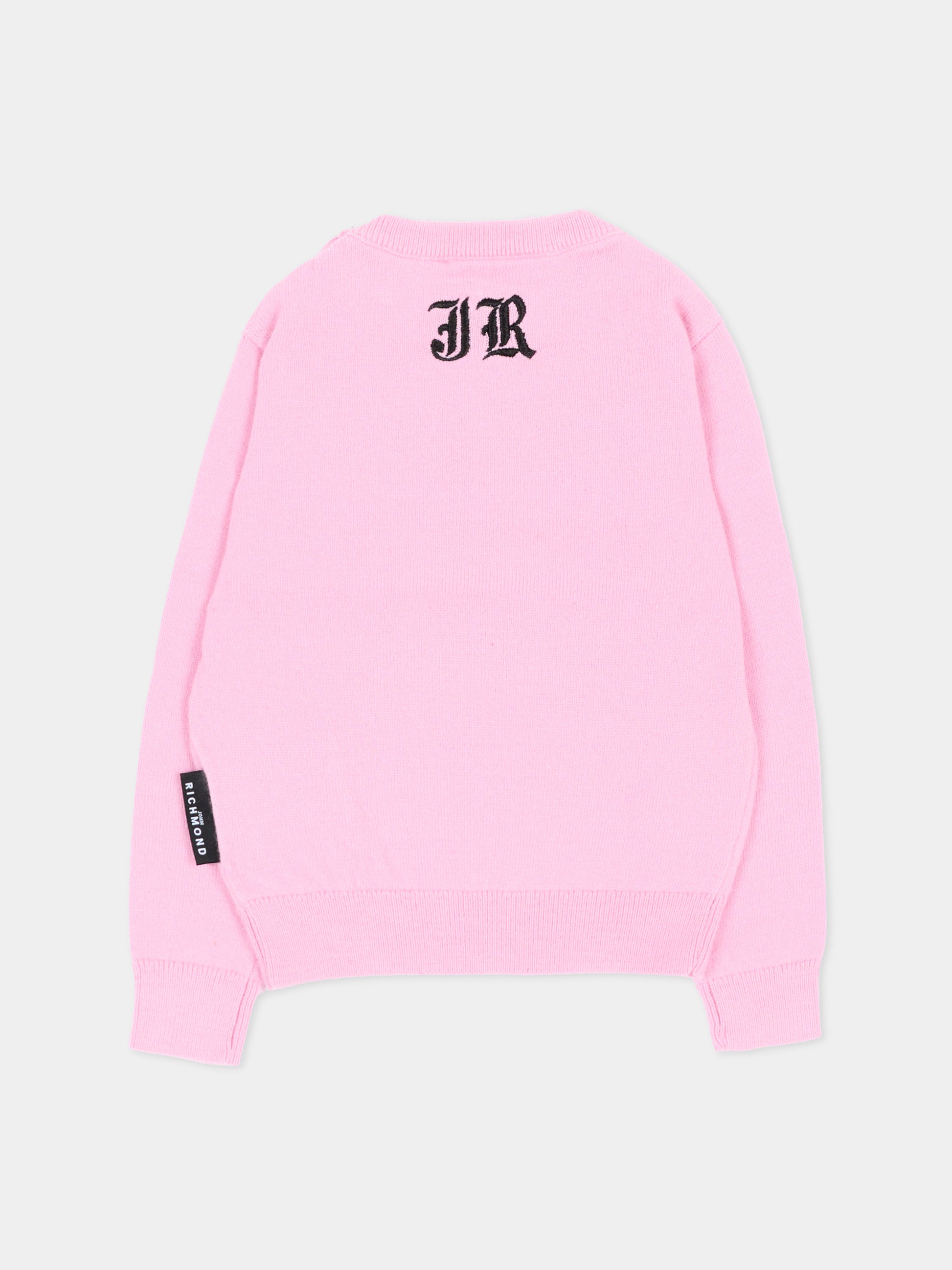 Maglione rosa per neonata con logo,Richmond,RIA26104MA PINK_BEG. PINK BEGONIA