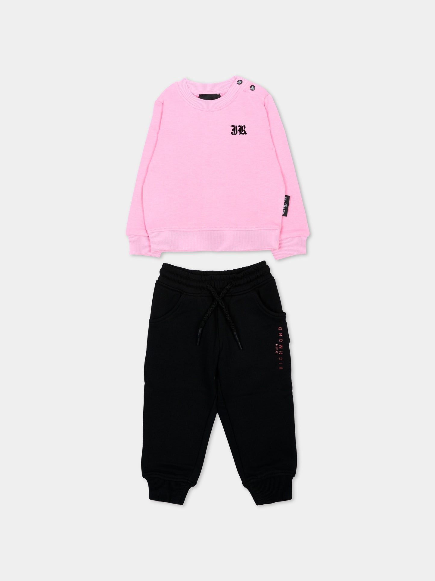 Completo sportivo rosa per neonata con logo,Richmond,RIA26064CF PINK_B/BLK PINK BEGONIA