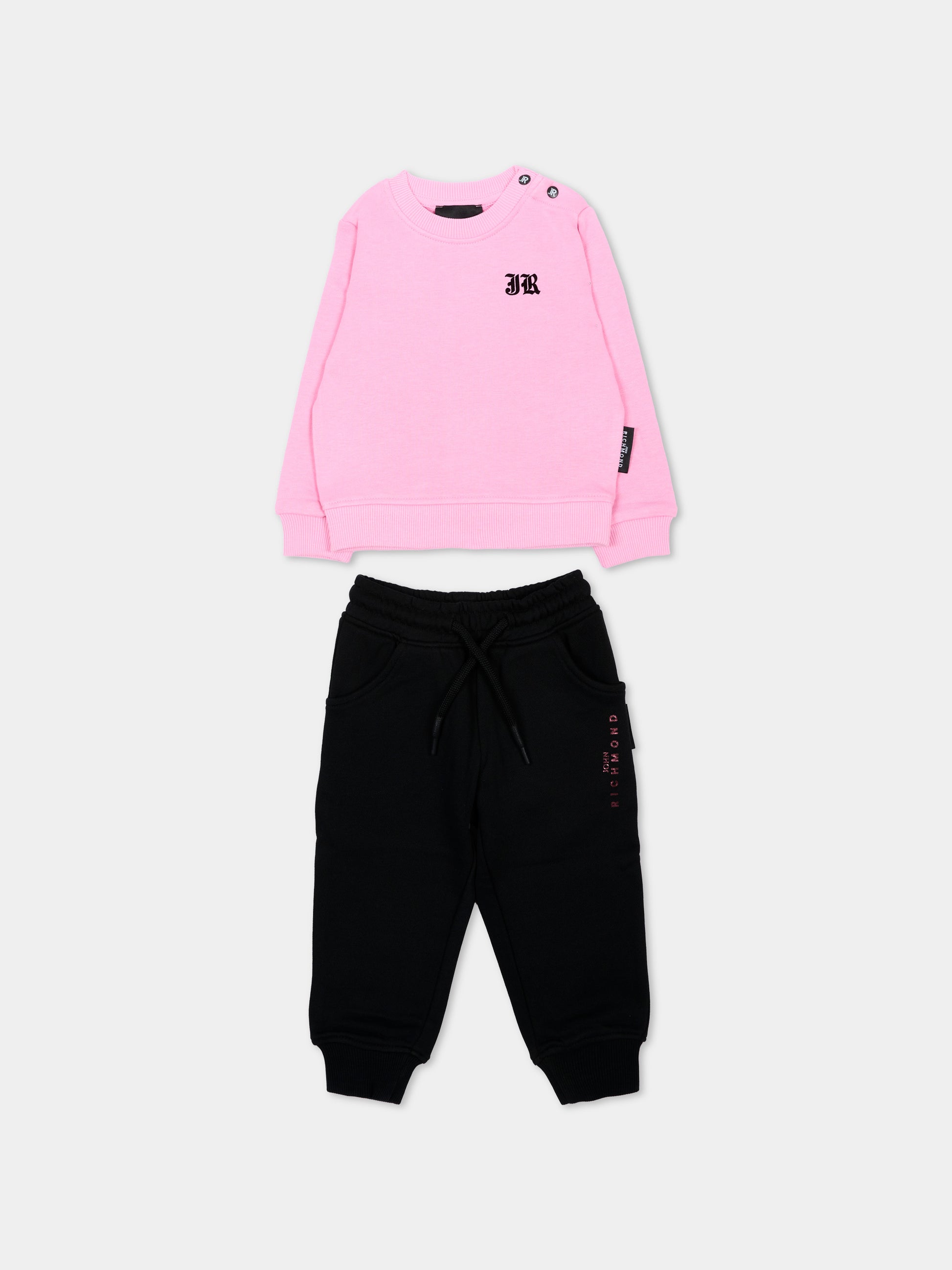 Completo sportivo rosa per neonata con logo,Richmond,RIA26064CF PINK_B/BLK PINK BEGONIA