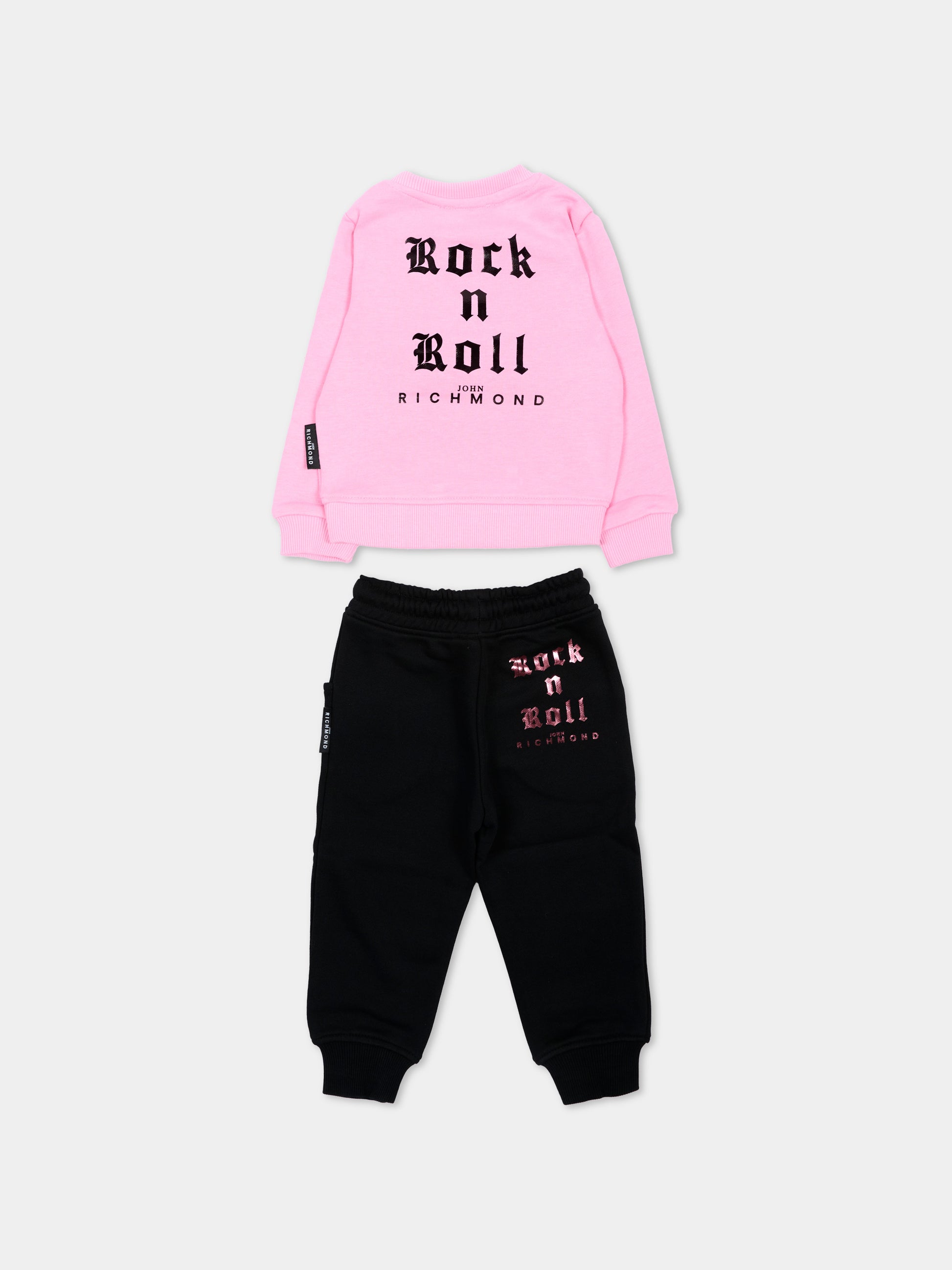 Completo sportivo rosa per neonata con logo,Richmond,RIA26064CF PINK_B/BLK PINK BEGONIA