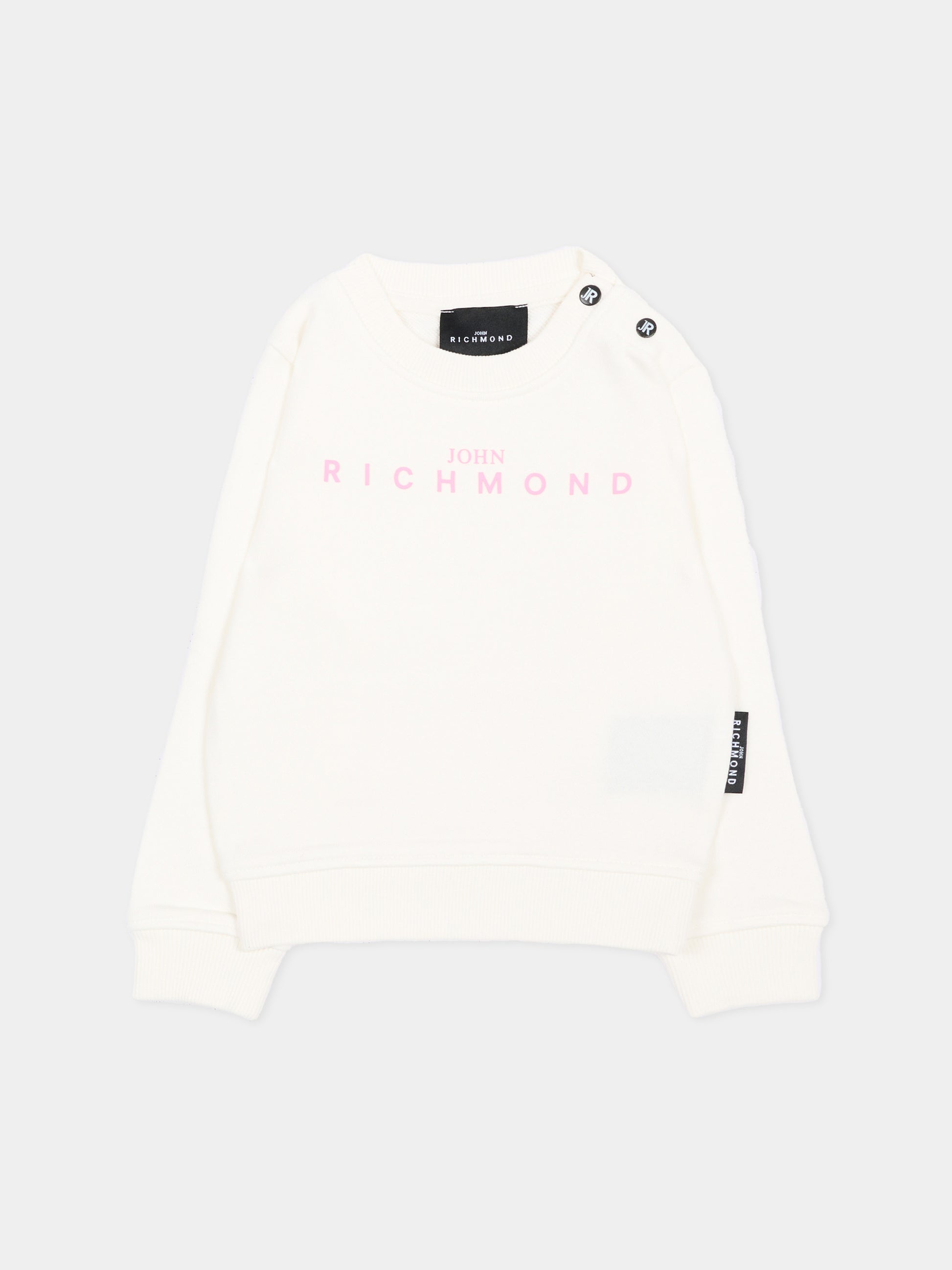Felpa avorio per neonata con logo,Richmond,RIA26023FE OFF-WHITE OFF-WHITE