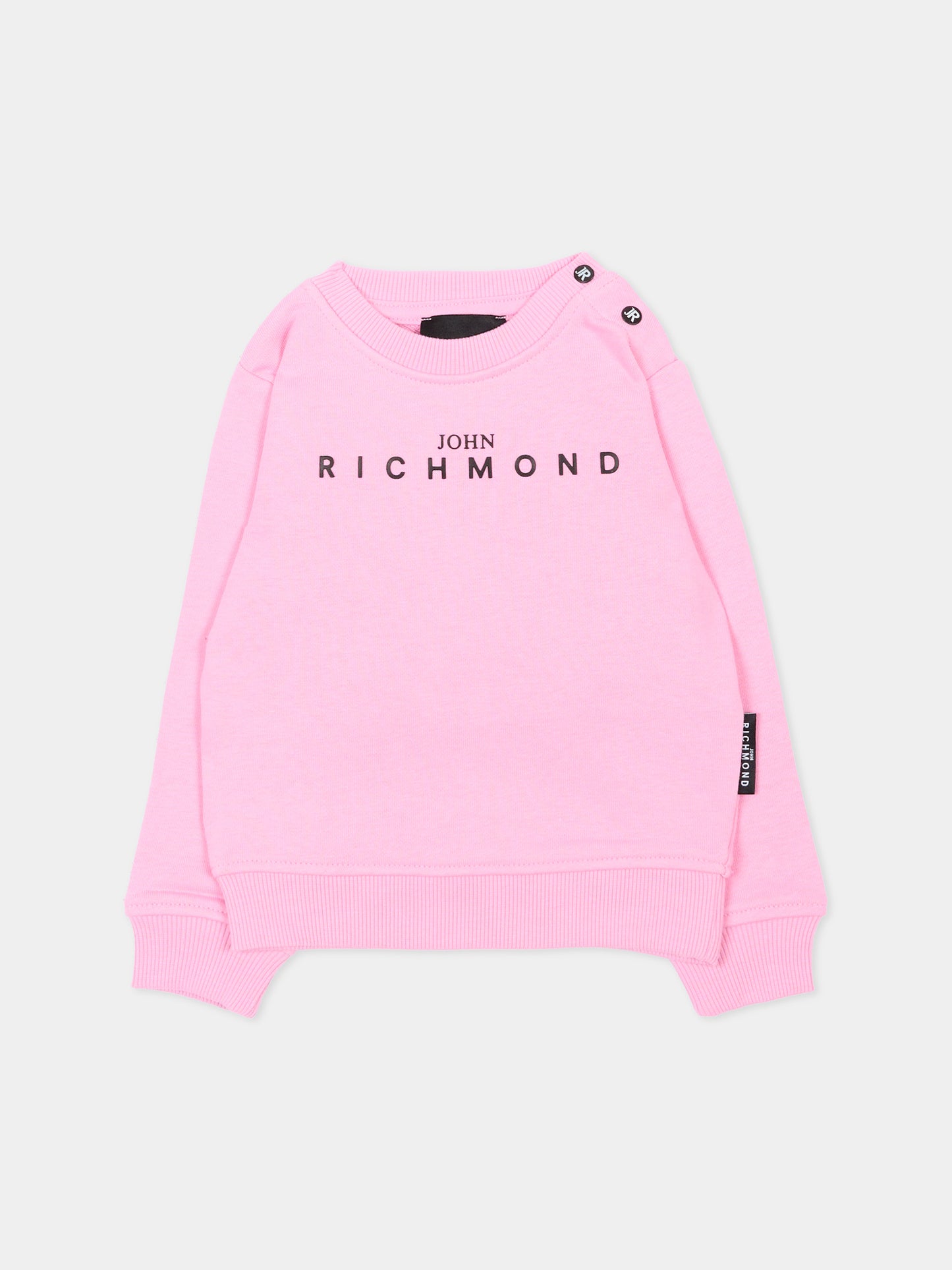 Felpa rosa per neonata con logo,Richmond,RIA26023FE PINK_BEG. PINK BEGONIA