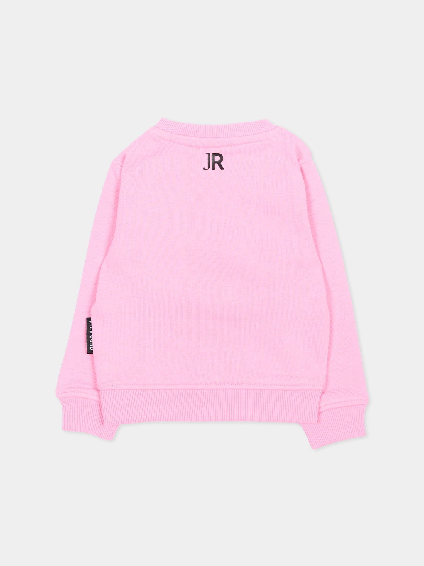 Felpa rosa per neonata con logo,Richmond,RIA26023FE PINK_BEG. PINK BEGONIA