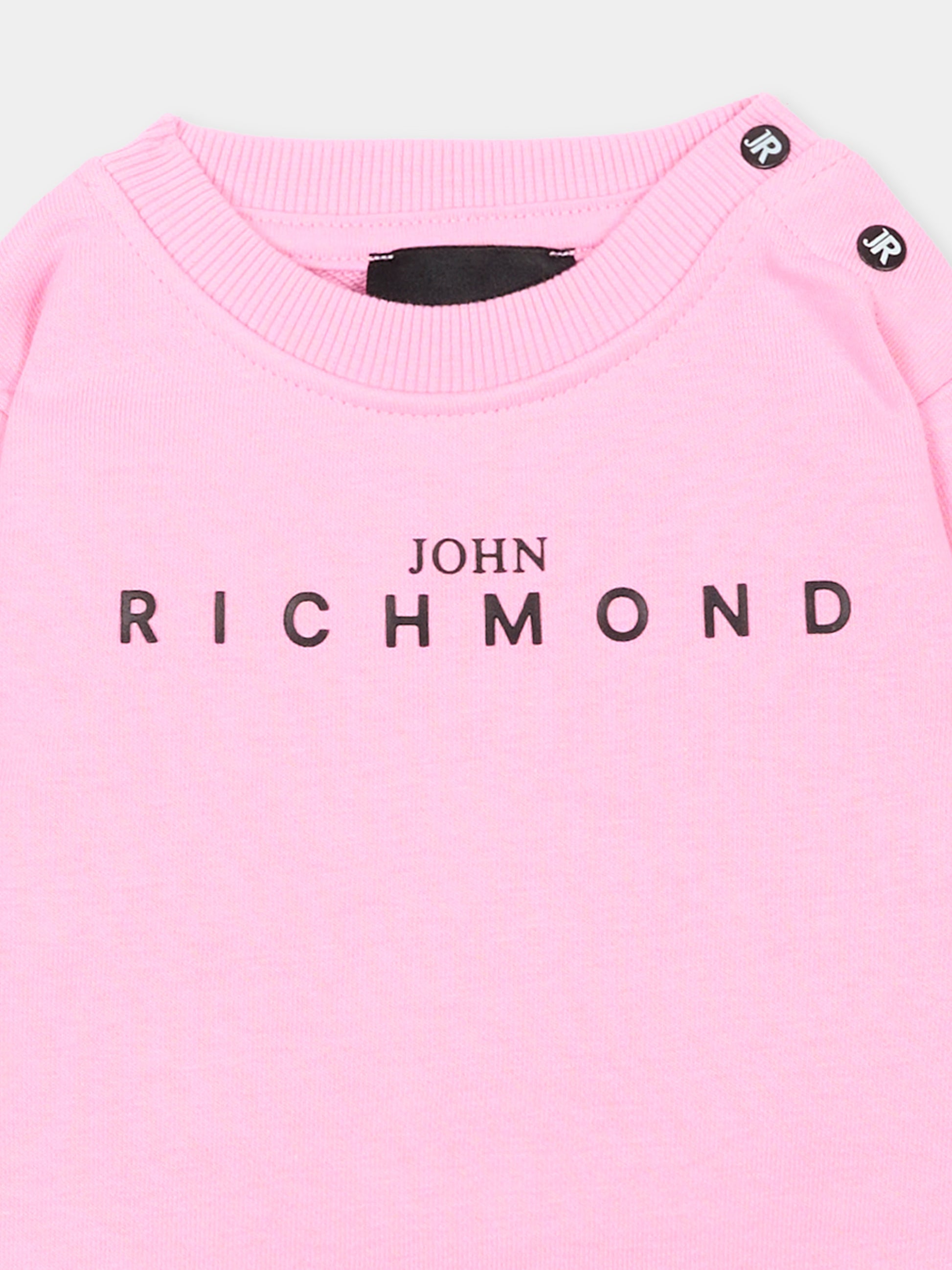 Felpa rosa per neonata con logo,Richmond,RIA26023FE PINK_BEG. PINK BEGONIA