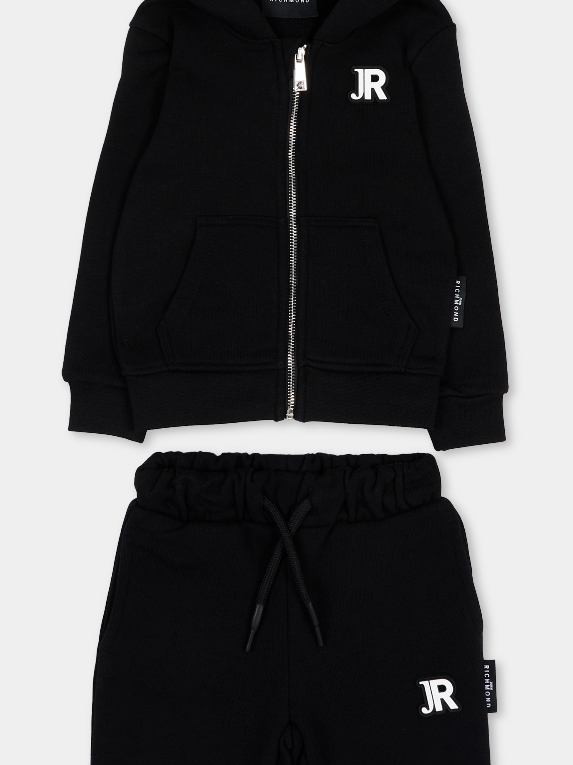 Completo sportivo nero per neonato con logo,Richmond,RIA26001CF BLACK/BLK BLACK