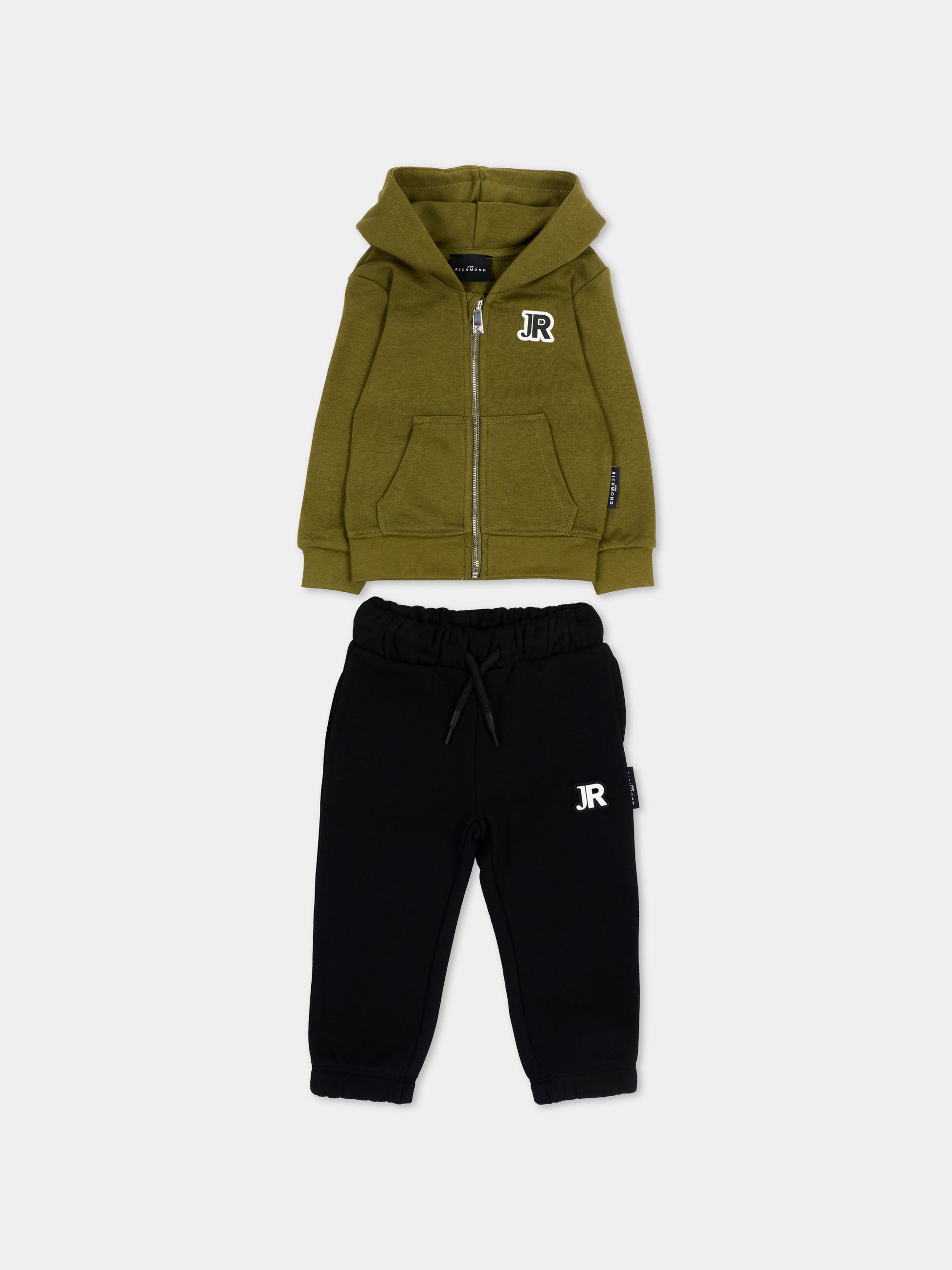 Completo sportivo verde per neonato con logo,Richmond,RIA26001CF GREEN_M/BK GREEN MILITARY
