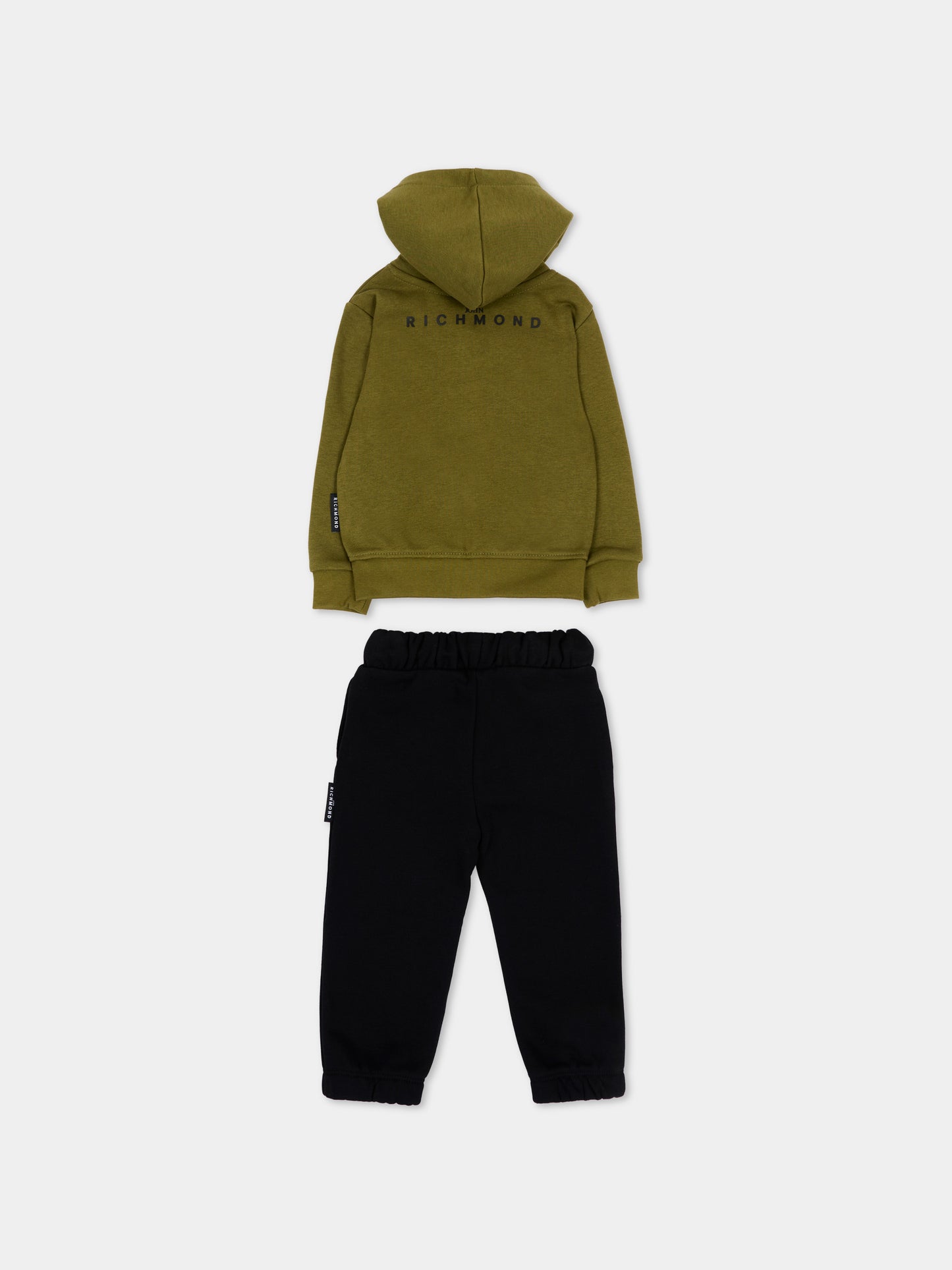 Completo sportivo verde per neonato con logo,Richmond,RIA26001CF GREEN_M/BK GREEN MILITARY