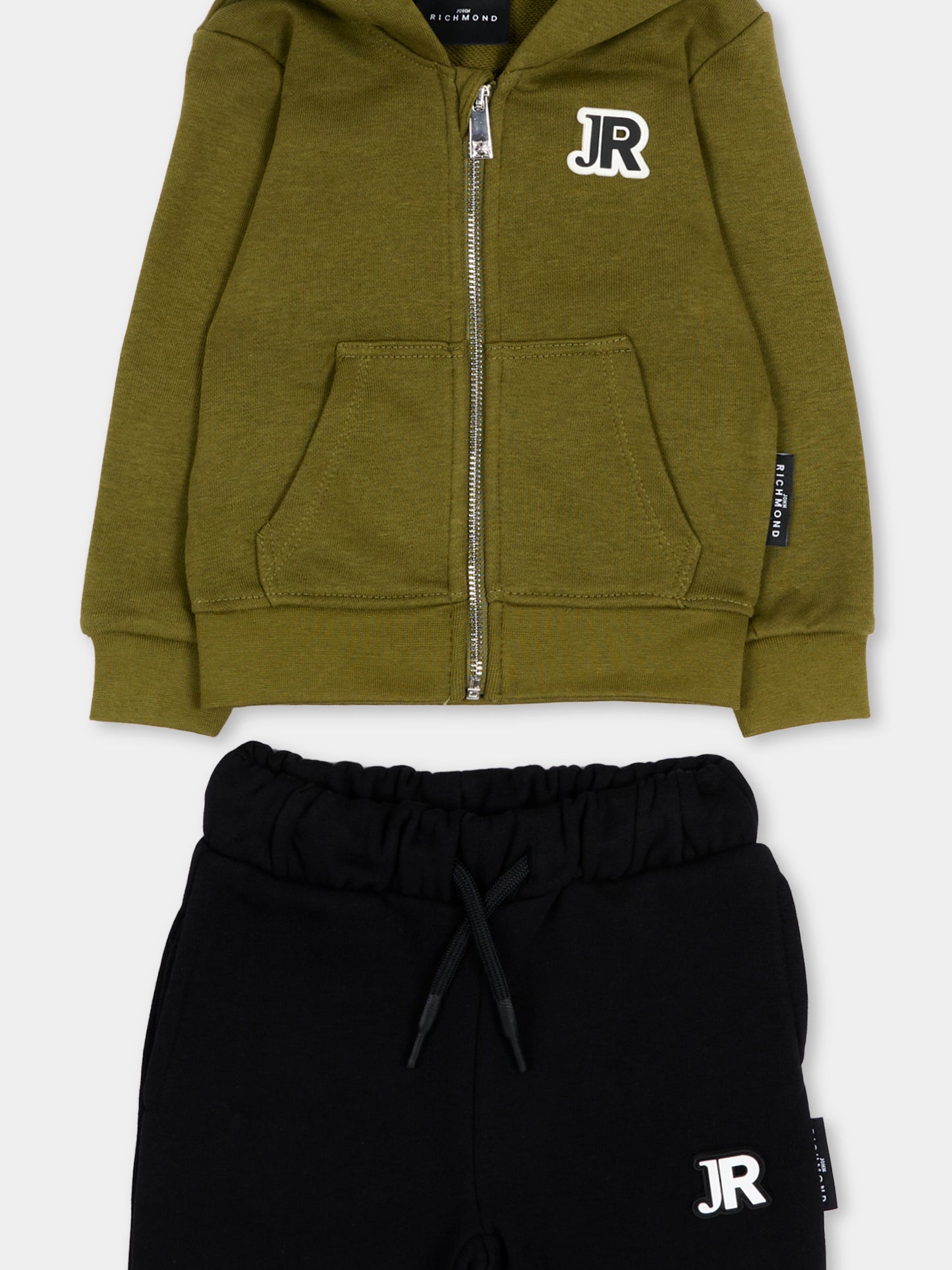 Completo sportivo verde per neonato con logo,Richmond,RIA26001CF GREEN_M/BK GREEN MILITARY