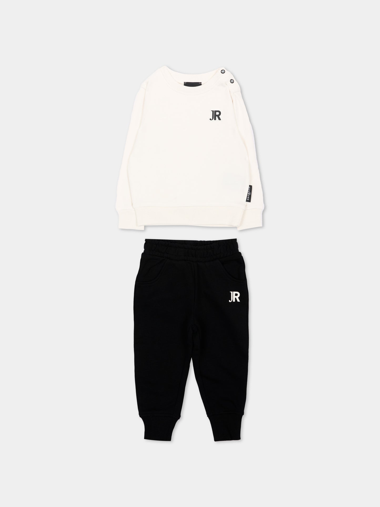 Completo sportivo avorio per neonato con logo,Richmond,RIA26011CF O-WHT/BLK OFF-WHITE