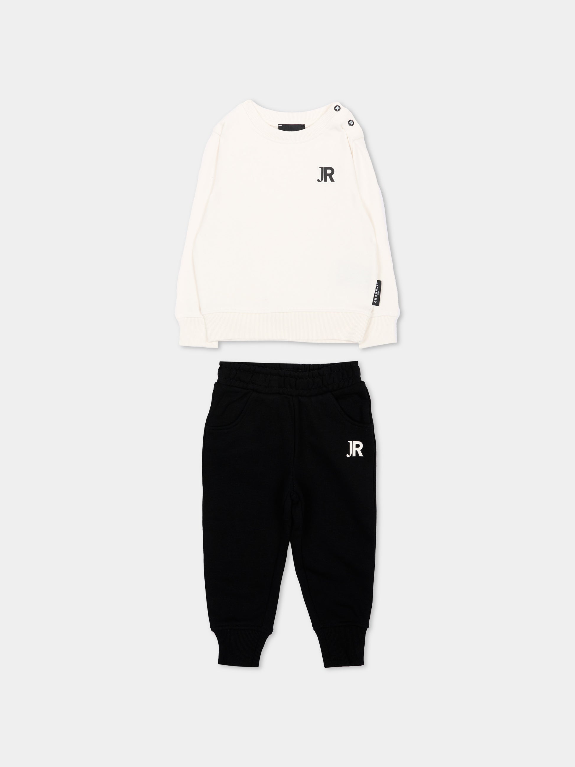 Completo sportivo avorio per neonato con logo,Richmond,RIA26011CF O-WHT/BLK OFF-WHITE