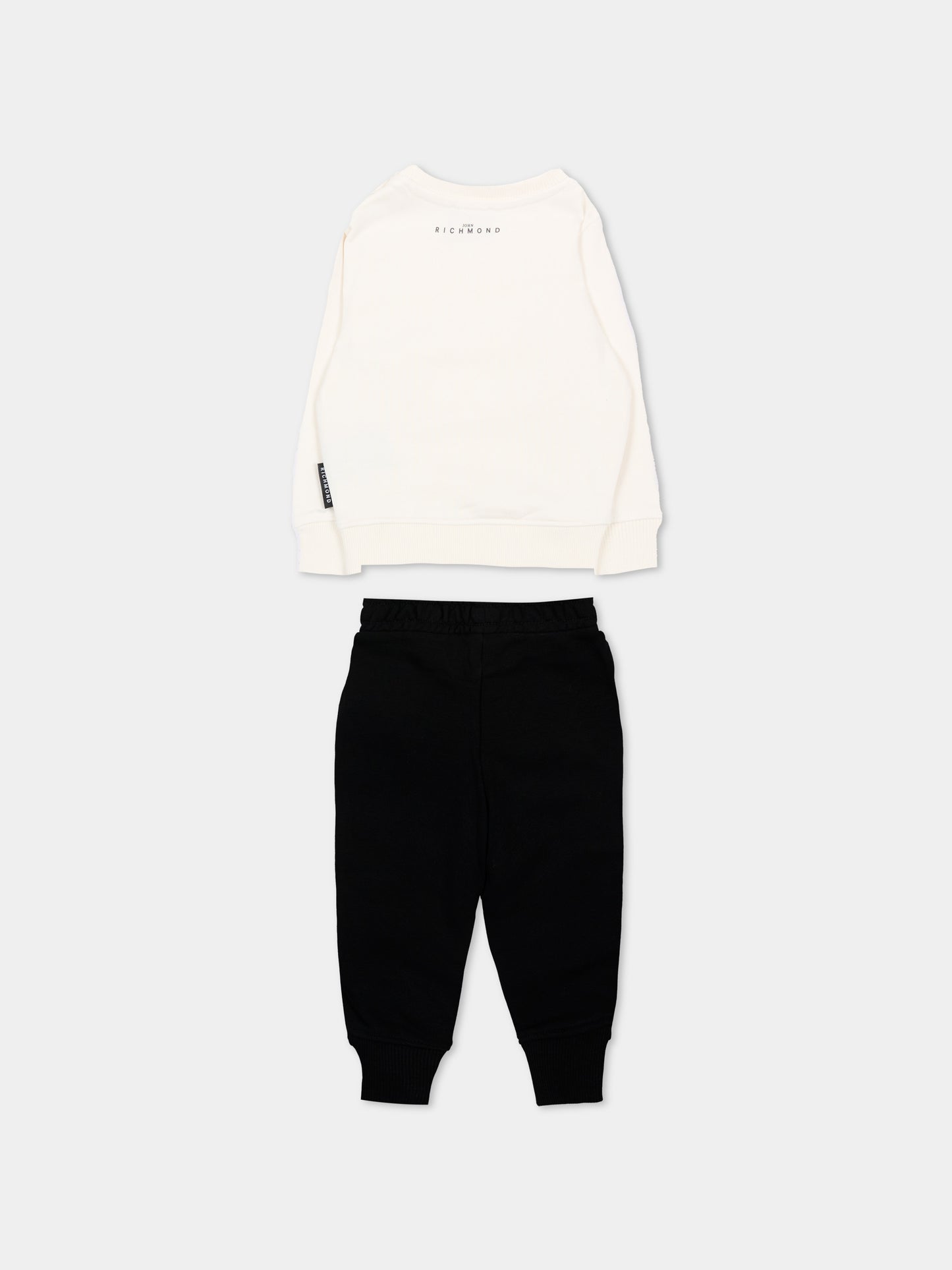 Completo sportivo avorio per neonato con logo,Richmond,RIA26011CF O-WHT/BLK OFF-WHITE
