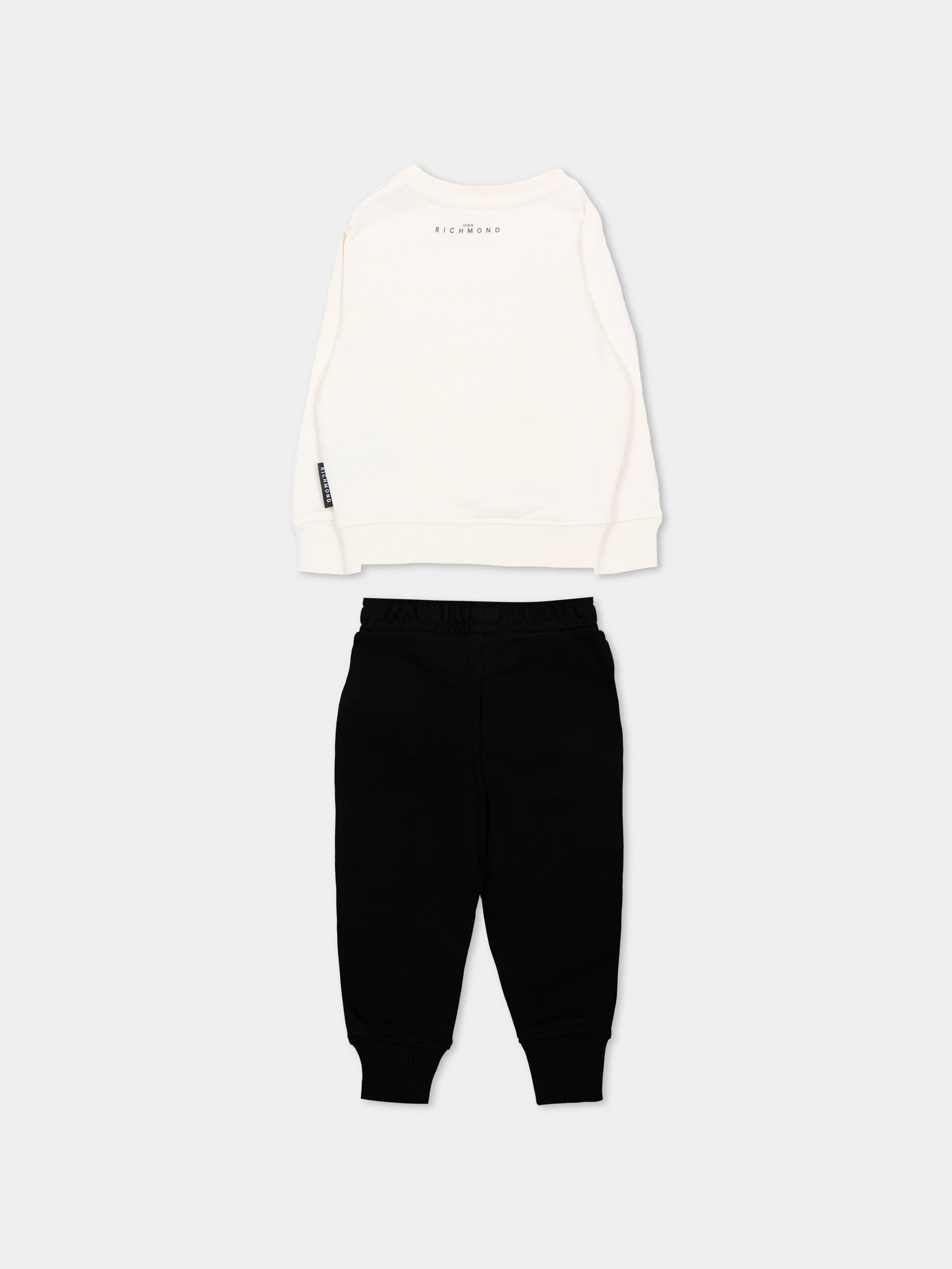 Completo sportivo avorio per neonato con logo,Richmond,RIA26011CF O-WHT/BLK OFF-WHITE