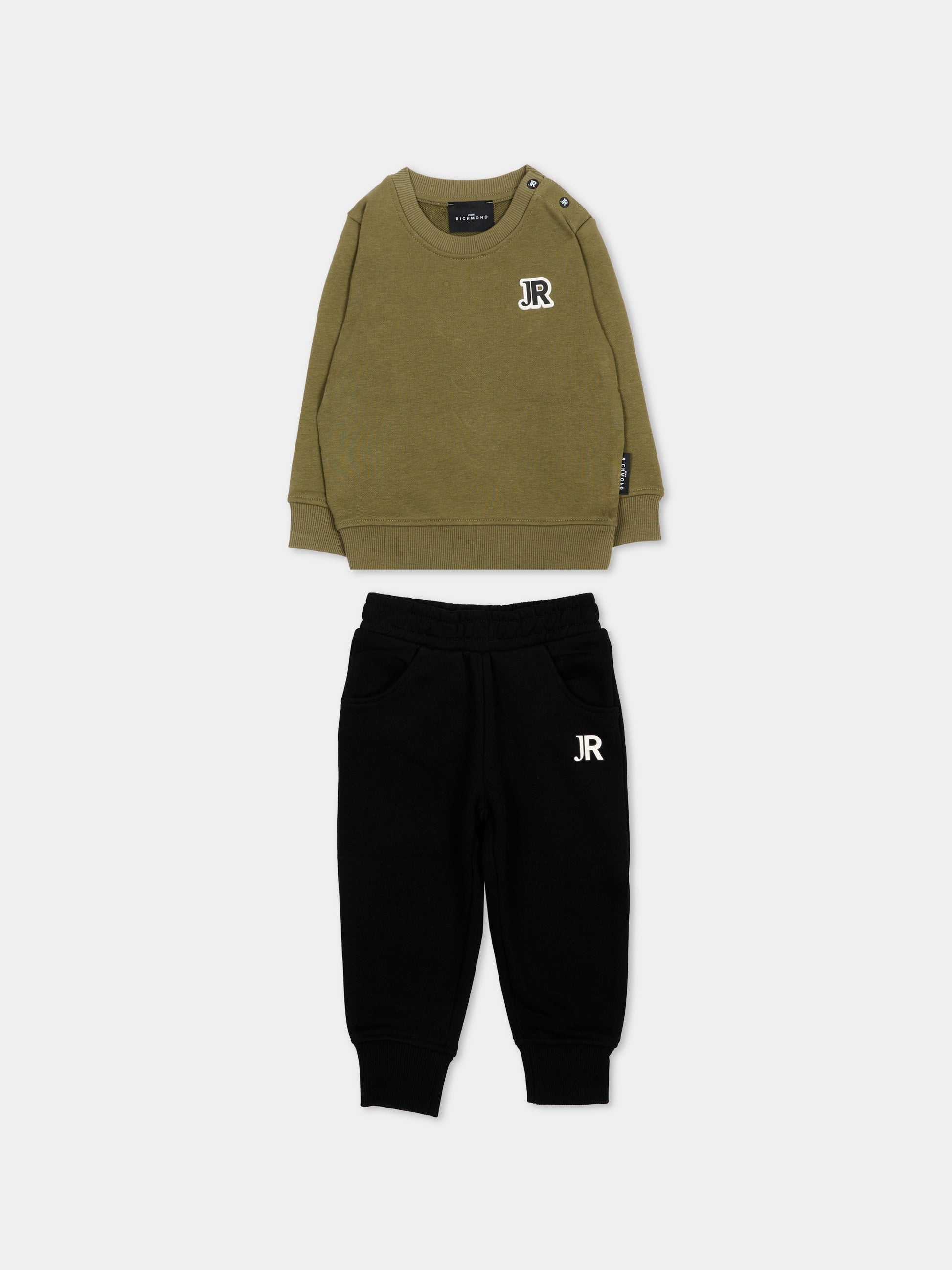 Completo sportivo verde per neonato con logo,Richmond,RIA26011CF GREEN_M/BK GREEN MILITARY