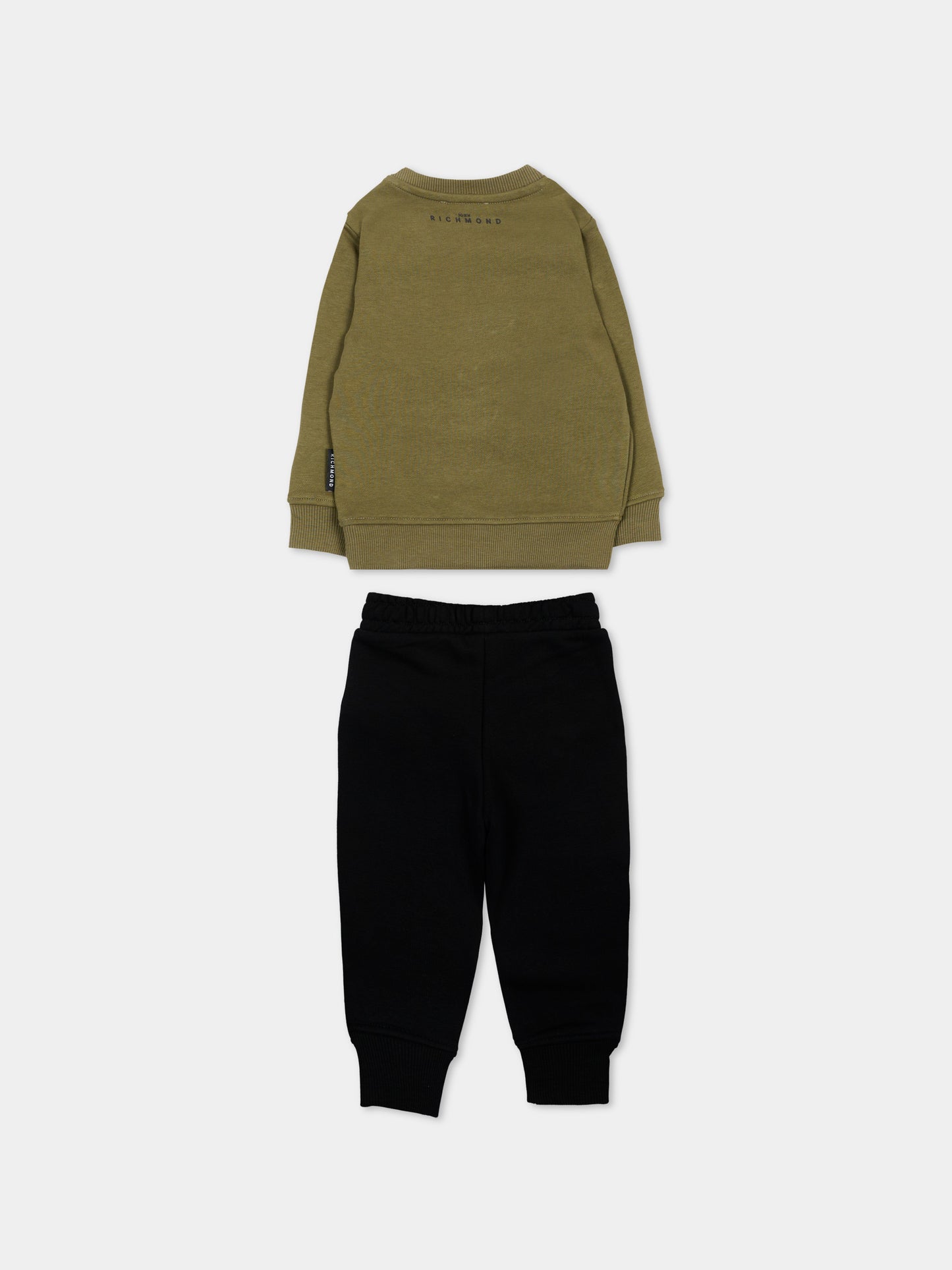 Completo sportivo verde per neonato con logo,Richmond,RIA26011CF GREEN_M/BK GREEN MILITARY