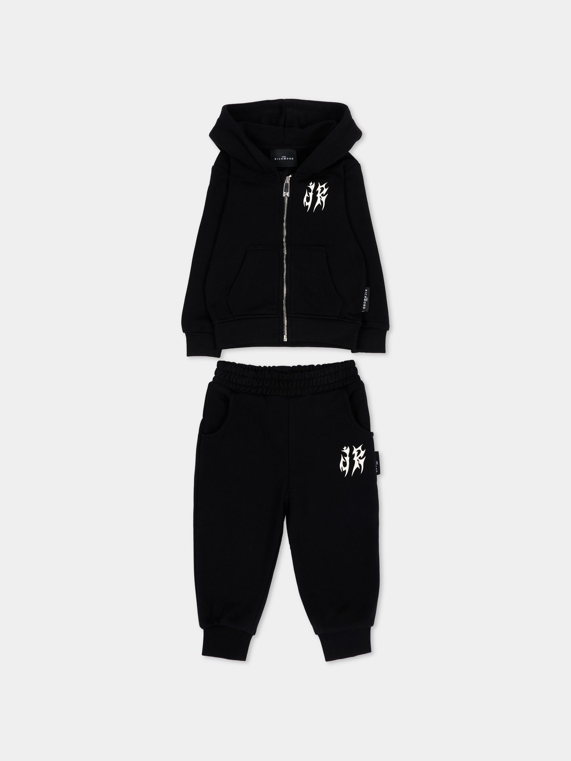Completo sportivo nero per neonato con logo,Richmond,RIA26035CF BLACK/BLK BLACK