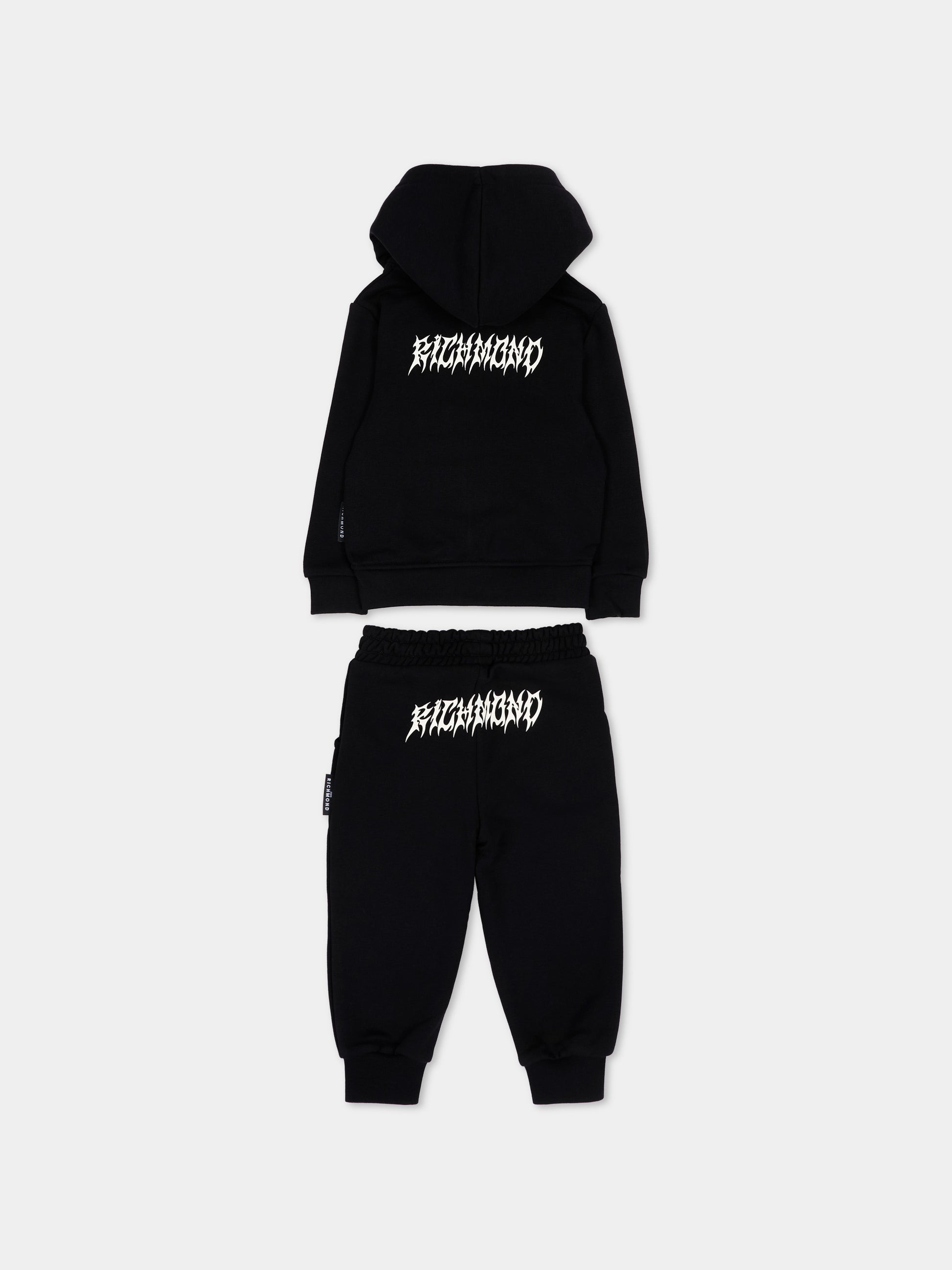 Completo sportivo nero per neonato con logo,Richmond,RIA26035CF BLACK/BLK BLACK