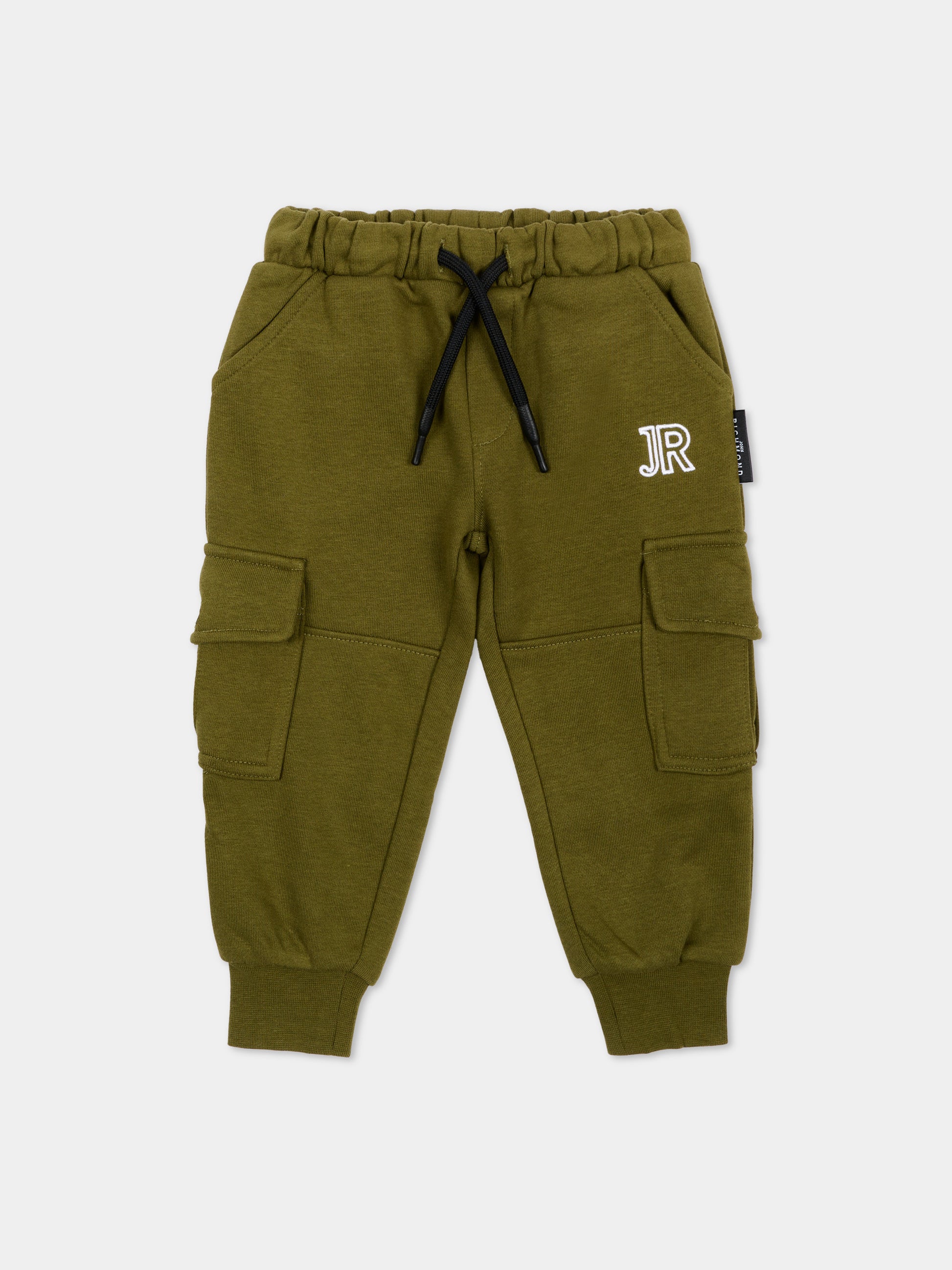 Pantaloni sportivi verde per neonato con logo,Richmond,RIA26067PA GREEN_MIL. GREEN MILITARY