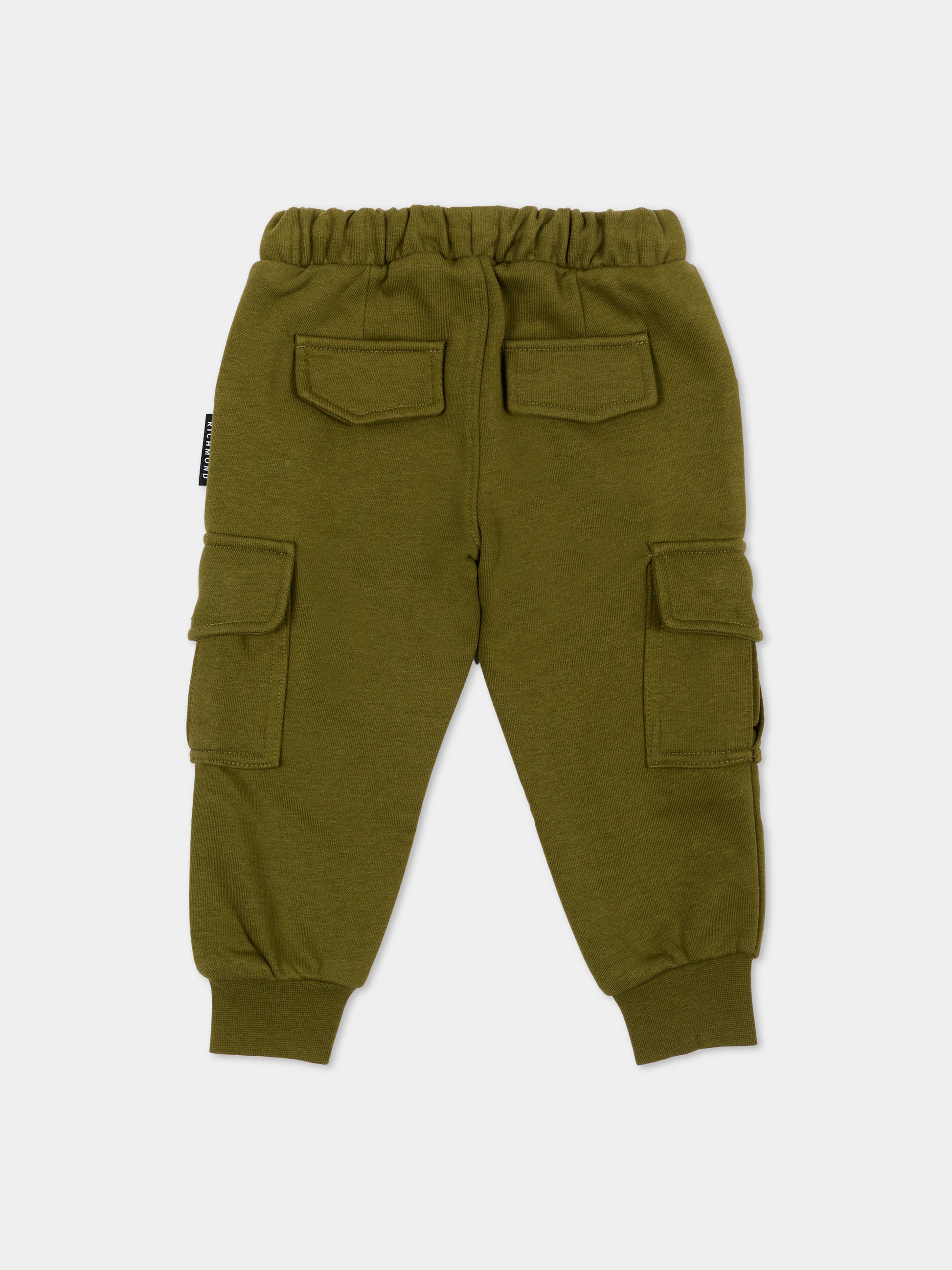 Pantaloni sportivi verde per neonato con logo,Richmond,RIA26067PA GREEN_MIL. GREEN MILITARY