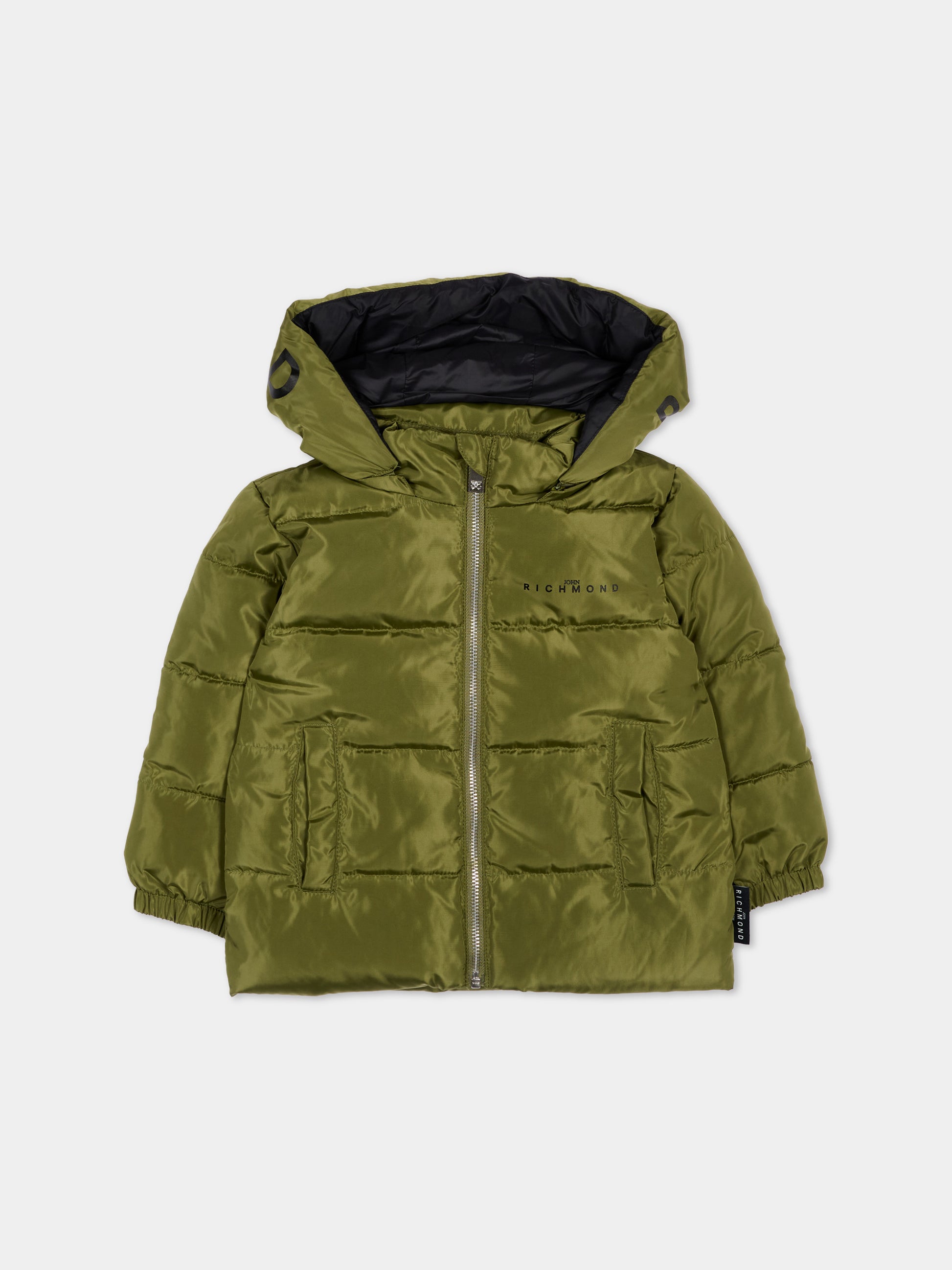Piumino verde per neonato con logo,Richmond,RIA26007PI GREEN_MIL. GREEN MILITARY