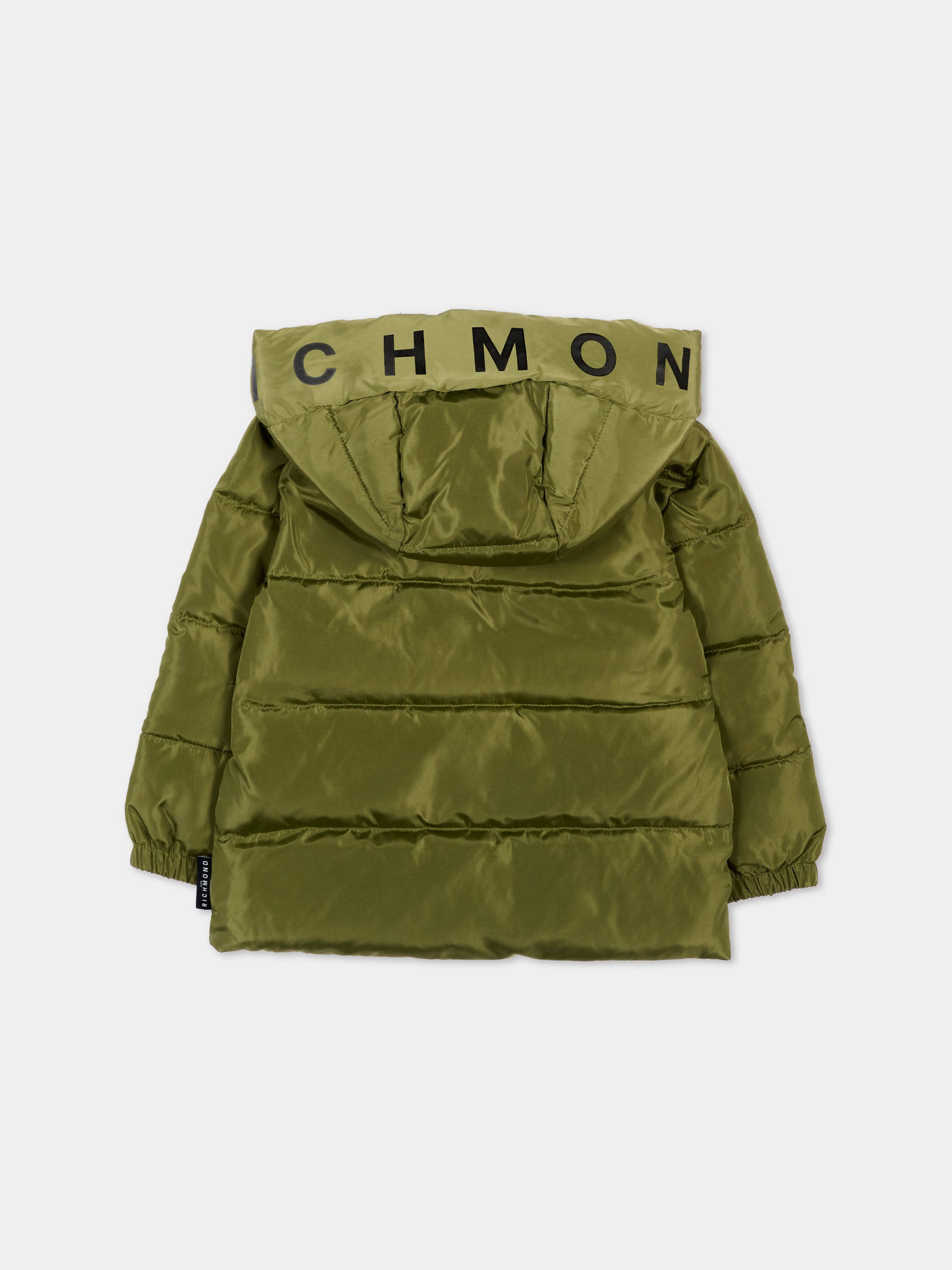 Piumino verde per neonato con logo,Richmond,RIA26007PI GREEN_MIL. GREEN MILITARY