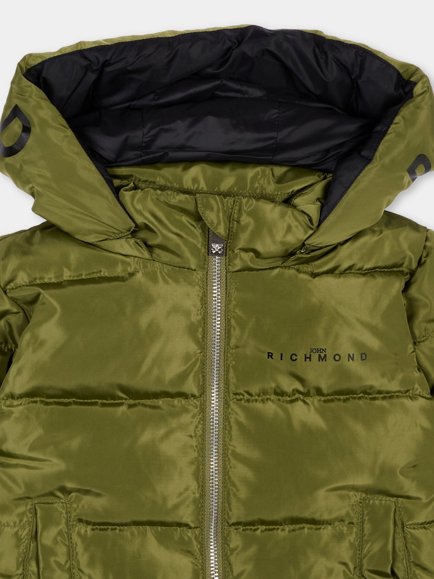 Piumino verde per neonato con logo,Richmond,RIA26007PI GREEN_MIL. GREEN MILITARY