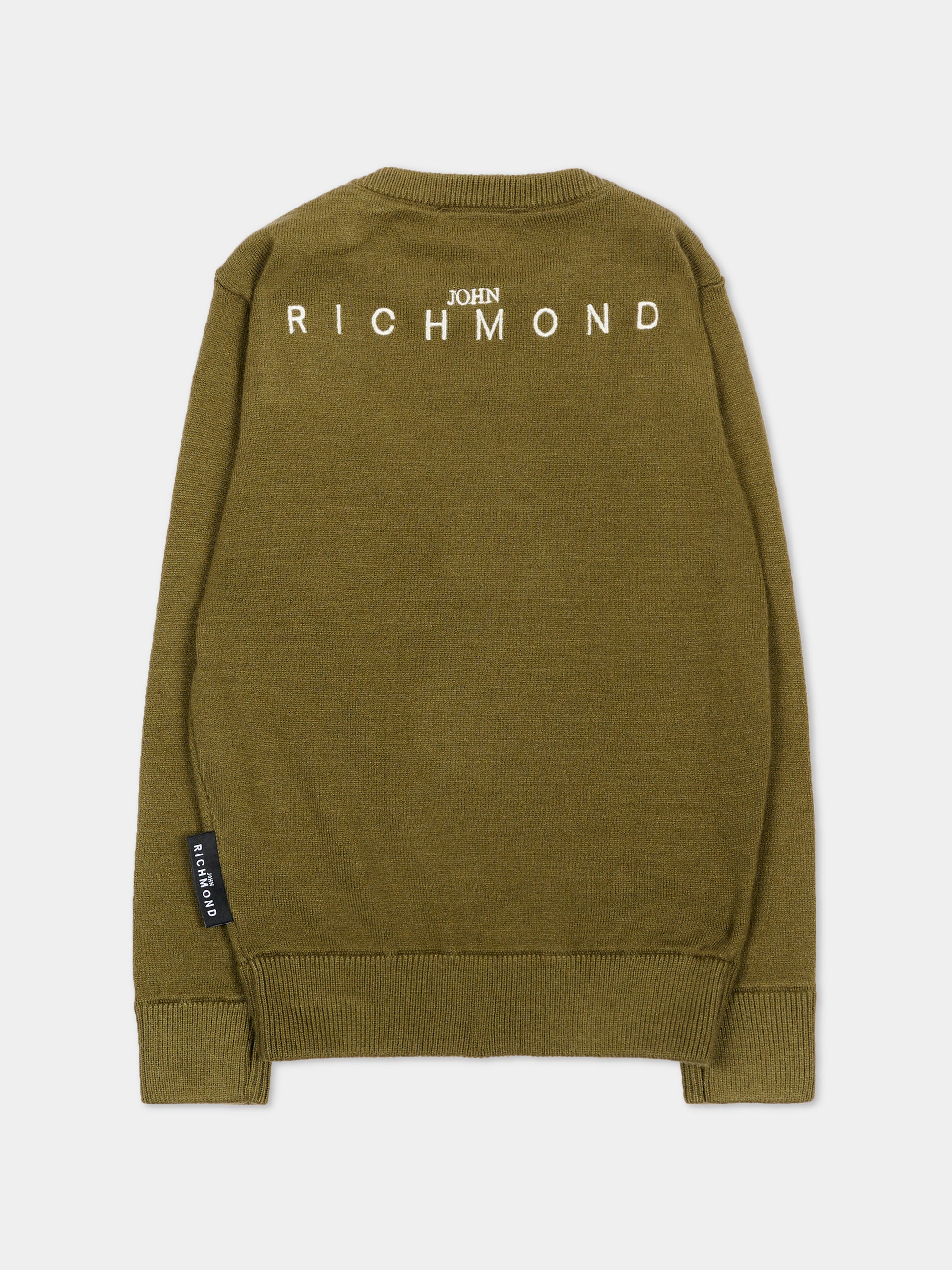 Maglione verde per neonato con logo,Richmond,RIA26009MA GREEN_MIL. GREEN MILITARY