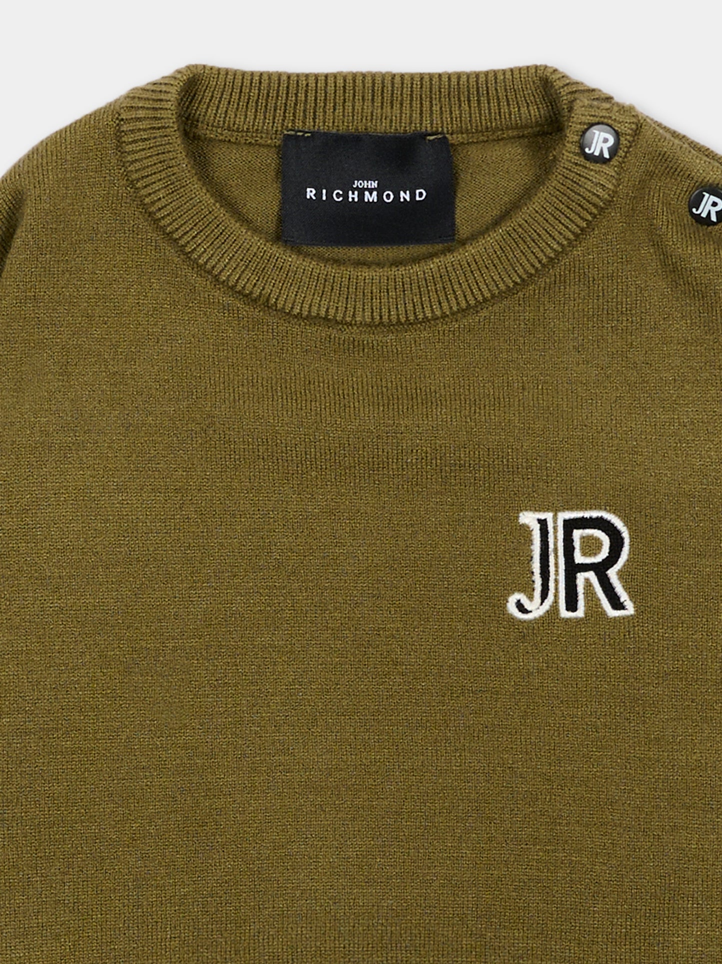 Maglione verde per neonato con logo,Richmond,RIA26009MA GREEN_MIL. GREEN MILITARY
