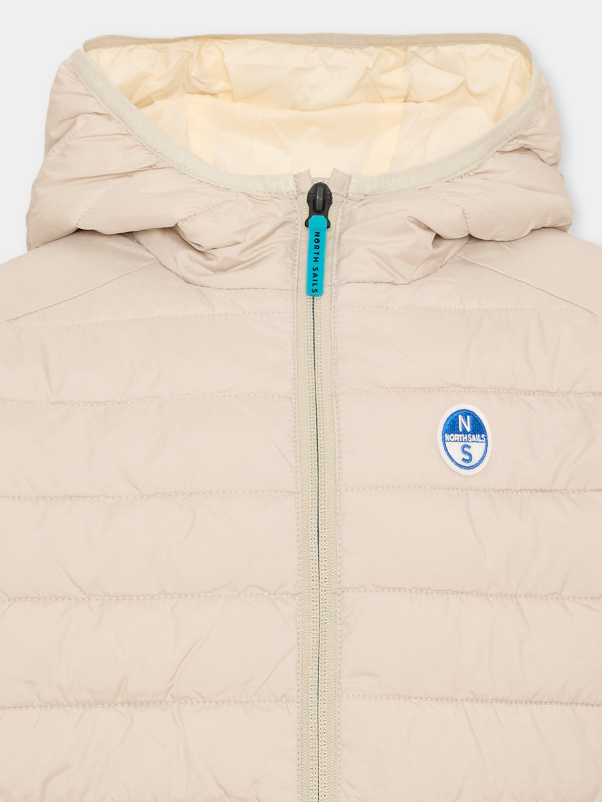 Piumino beige per bambino con cappuccio,North Sails,NBA26072PI WINTER ROPE