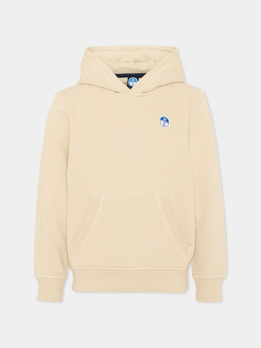 Felpa con cappuccio beige per bambino con logo,North Sails,NBA26080FE WINTER ROPE