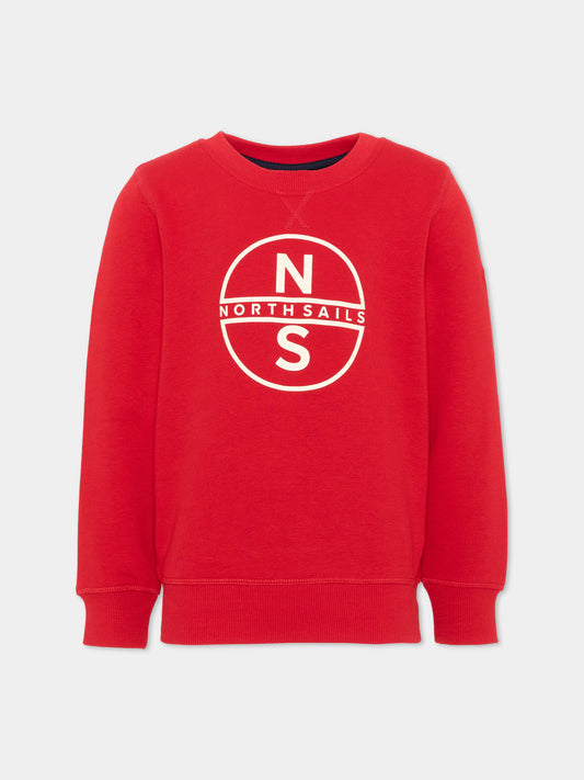 Felpa girocollo rossa per bambino con logo,North Sails,NBA26003FE RED