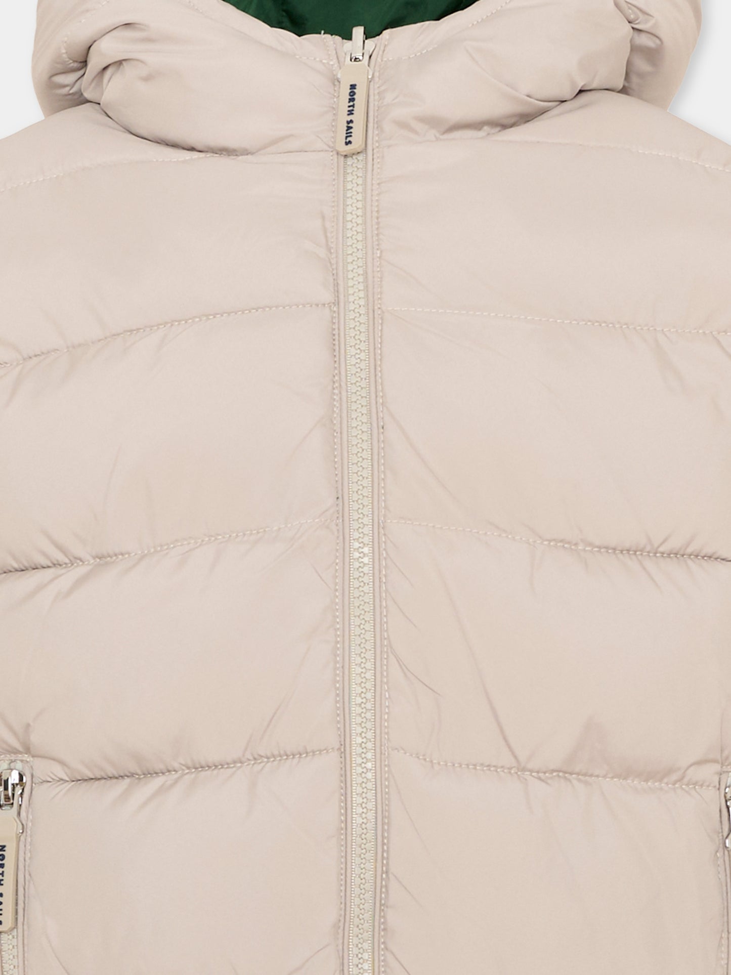 Piumino beige per bambino reversibile con cappuccio,North Sails,NBA26062PI BEIGE CHINO