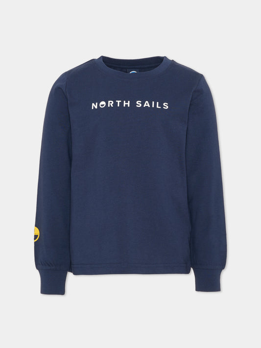 T-shirt a manica lunga blu per bambino con logo,North Sails,NBA26025TS BLUE NAVY