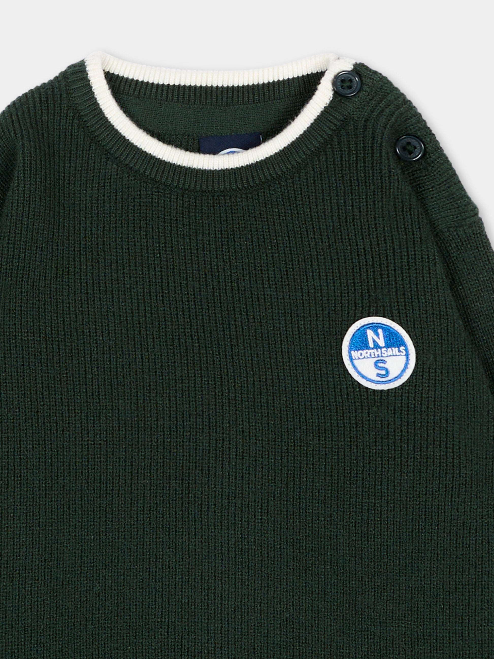 Maglione verde per neonato con patch logo,North Sails,NIA26021MA GREEN
