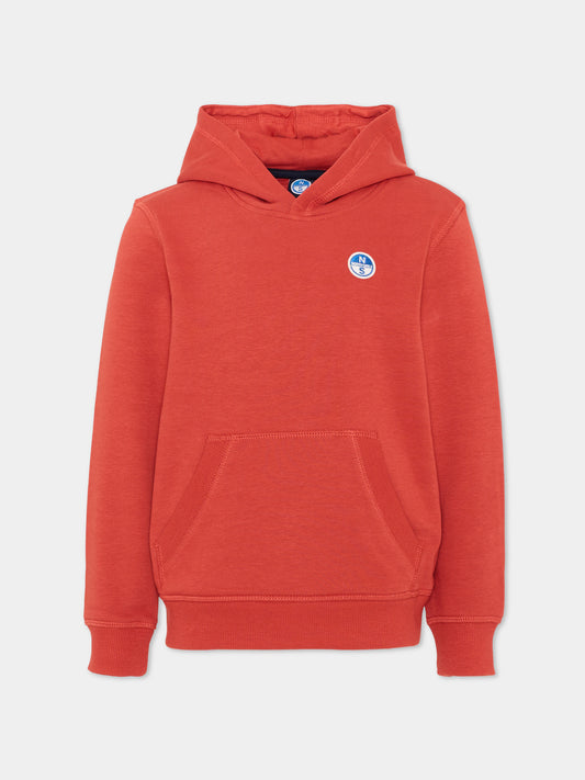 Felpa con cappuccio rossa per bambino con logo,North Sails,NBA26080FE TANDOORI SPICE
