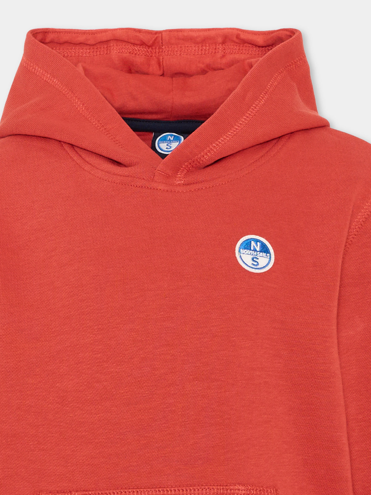 Felpa con cappuccio rossa per bambino con logo,North Sails,NBA26080FE TANDOORI SPICE