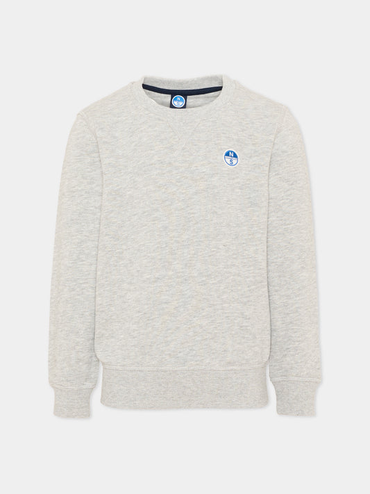 Felpa girocollo grigia per bambino con logo,North Sails,NBA26079FE GREY MEDIUM MELANGE