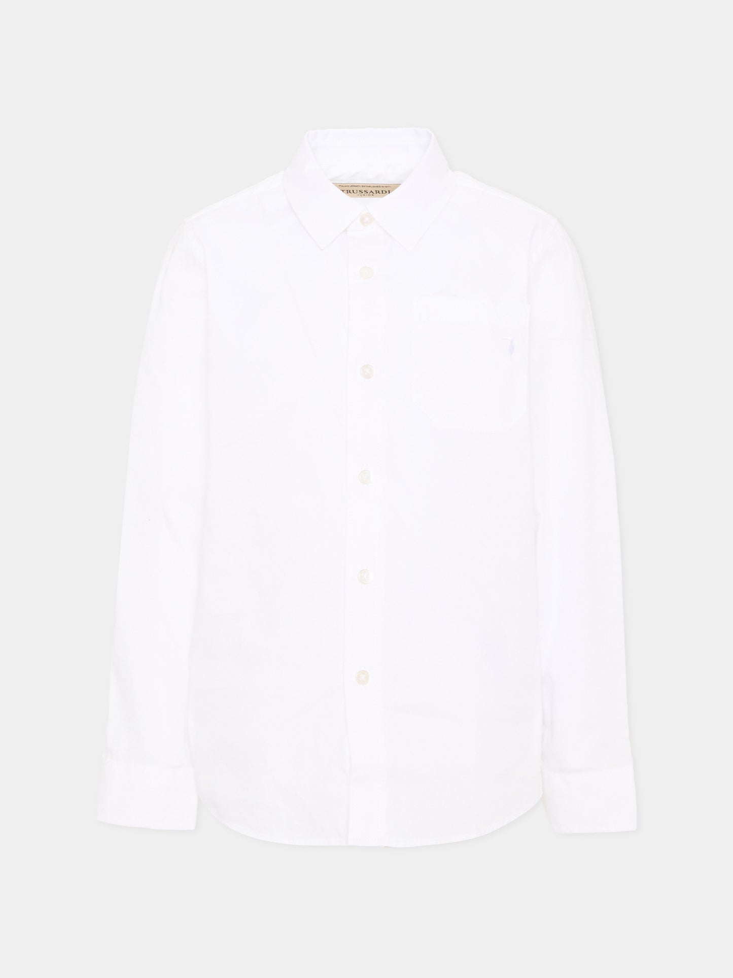 Camicia bianca per bambino con logo,Trussardi Junior,TBA26031CA WHITE WHITE